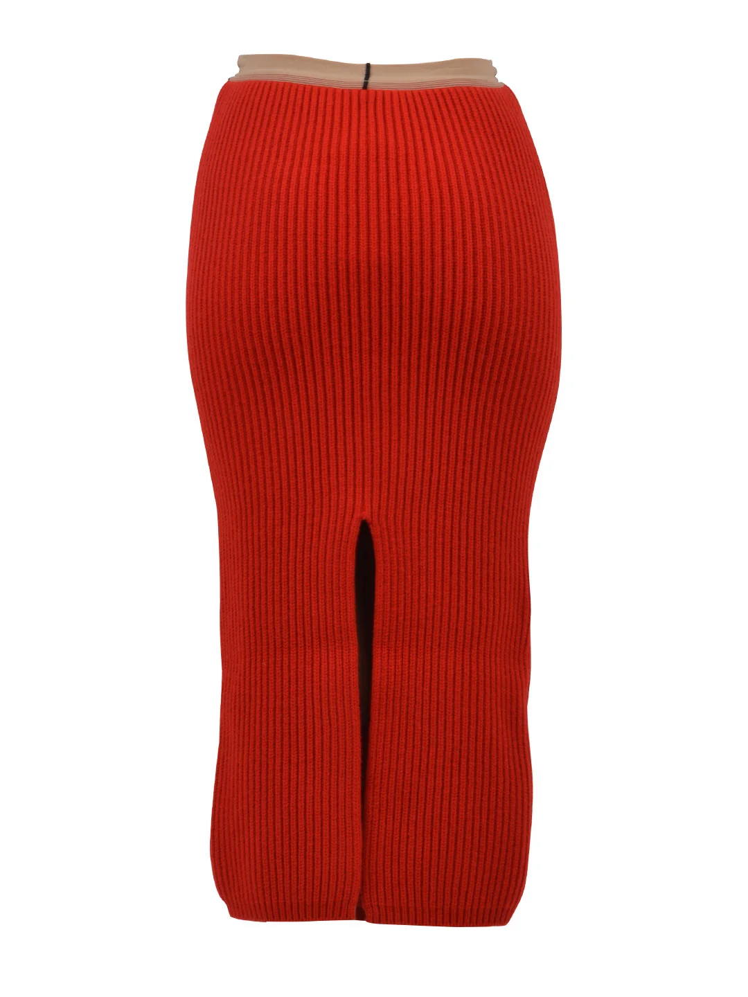 rib-knit midi skirt