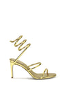 metallic cleo sandals in leather