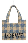 Font Medium Checked Raffia Tote