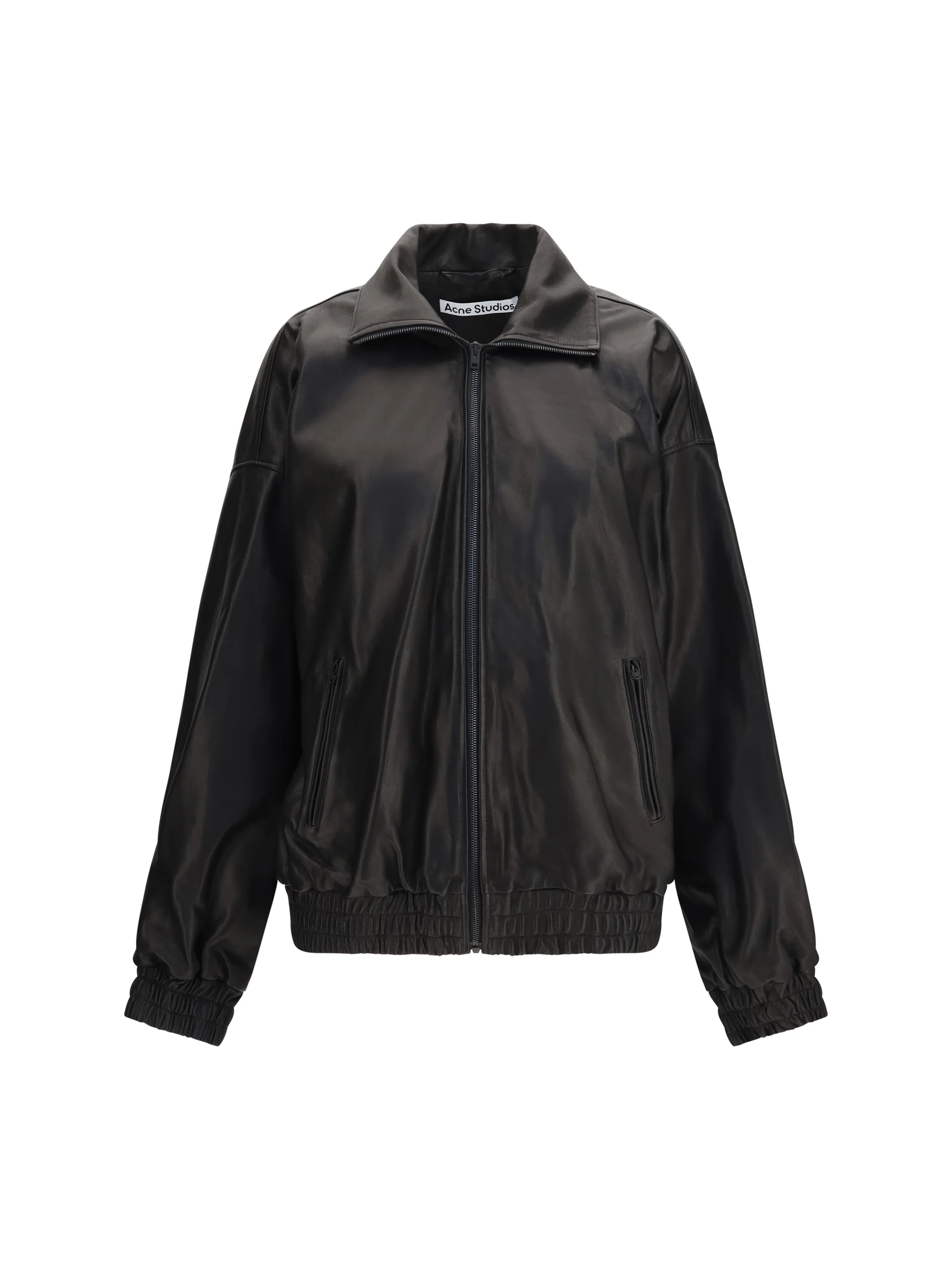 leather jacket with high collar