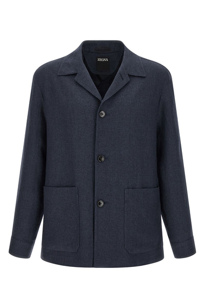 alpe jacket in linen and wool blend mélange