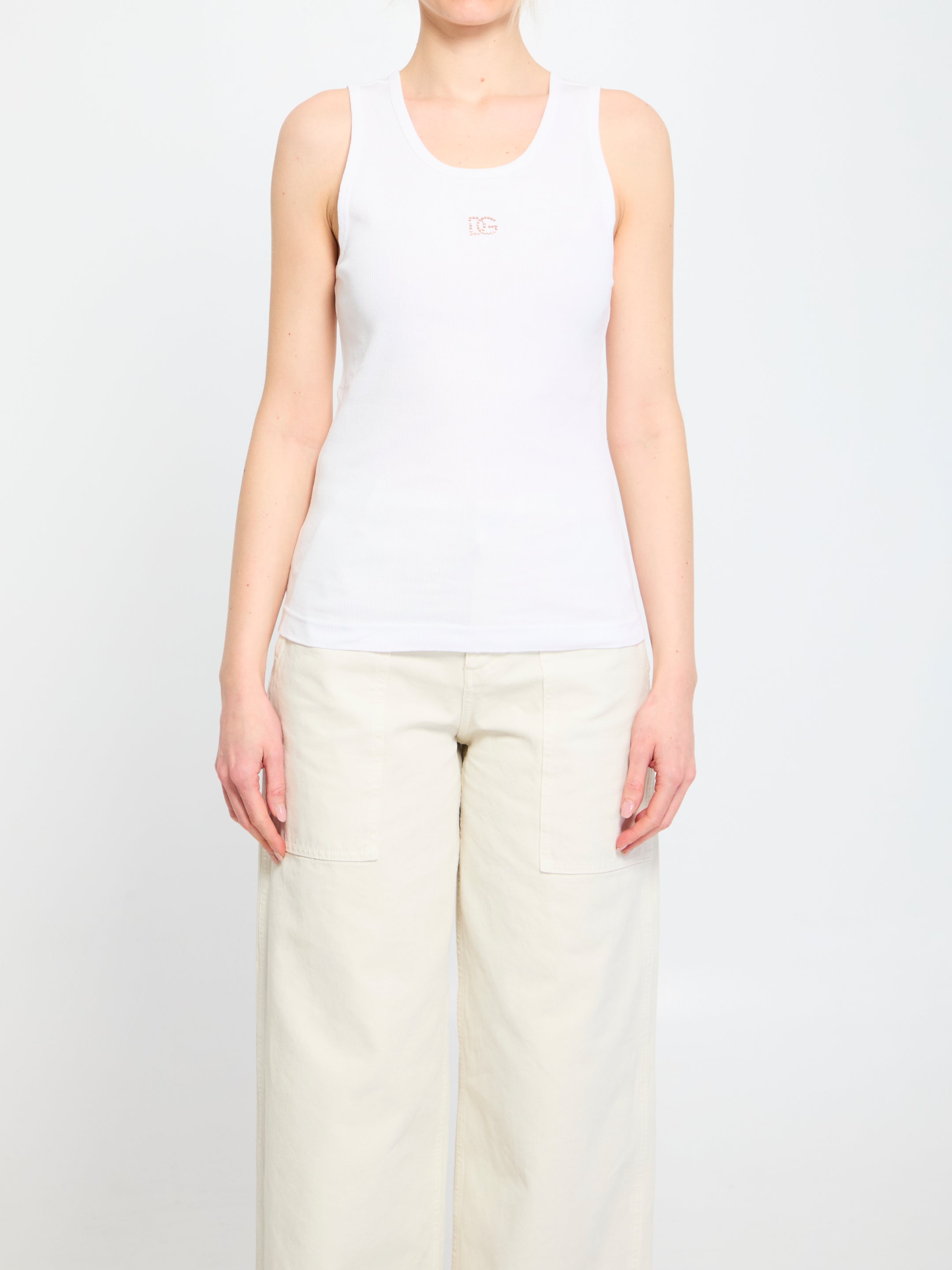 DOLCEamp;GABBANA 38 ribbed tank top with dg 