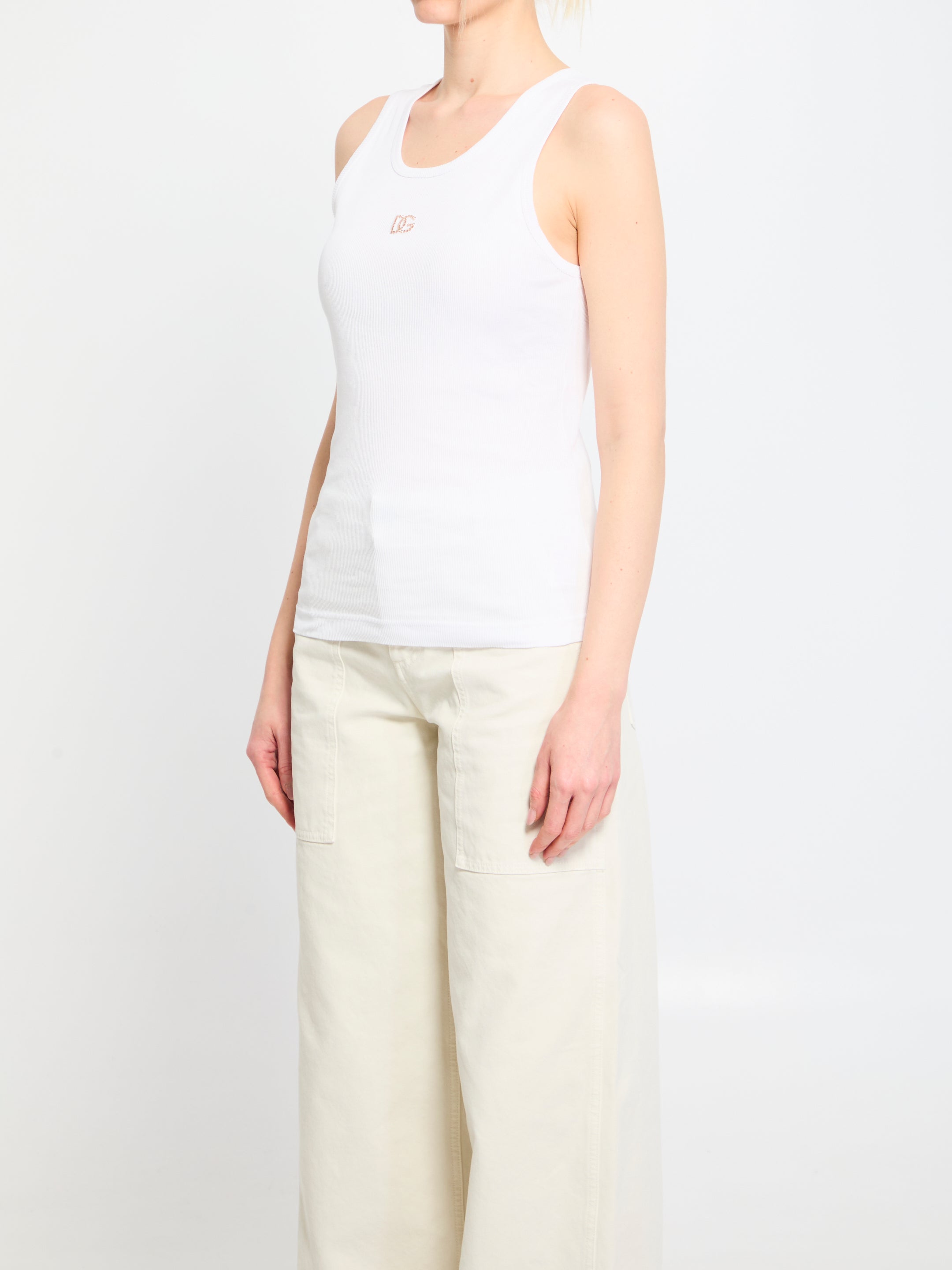 DOLCEamp;GABBANA 38 ribbed tank top with dg 
