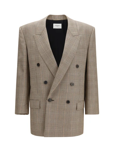 prince of wales houndstooth wool blazer