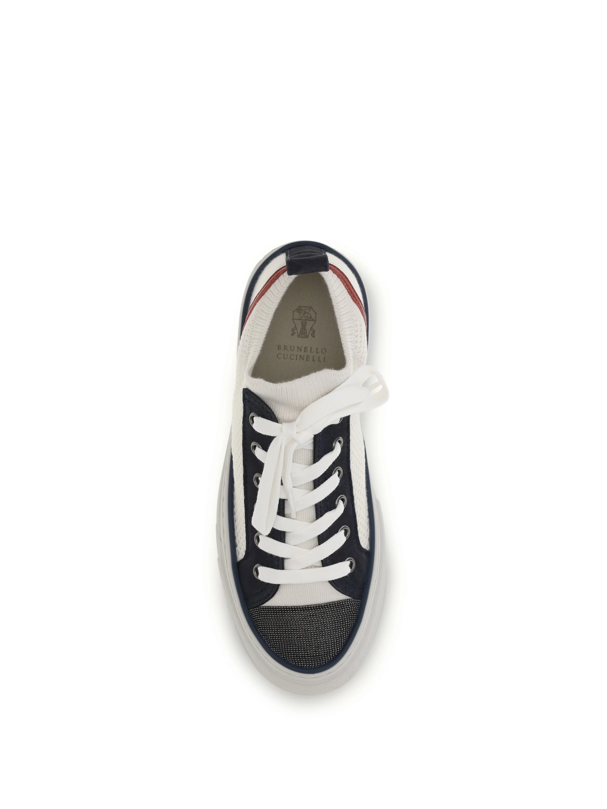 cotton knit and suede sneakers with precious toe