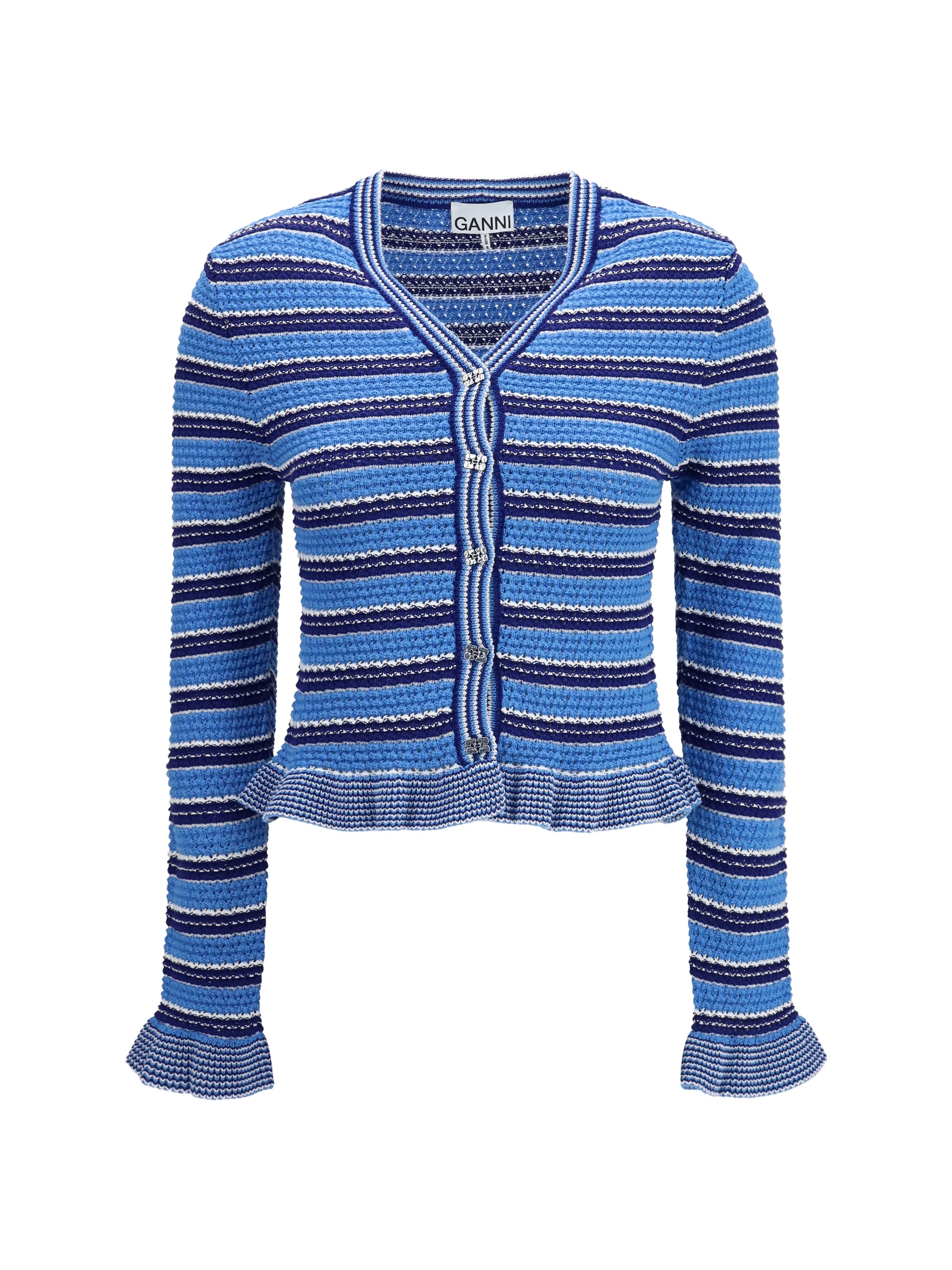 GANNI M striped cotton cardigan