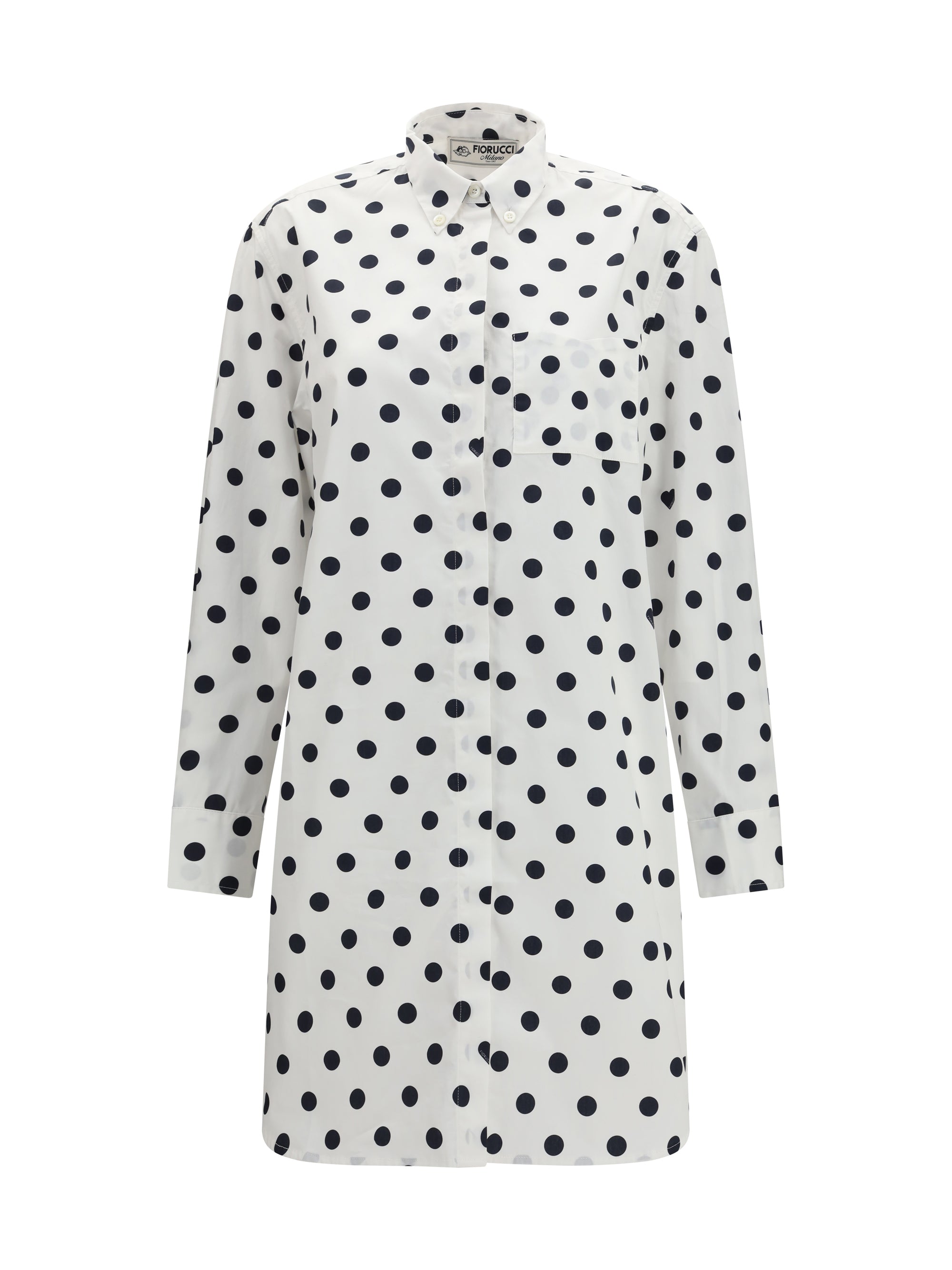 polka-dot midi shirt dress