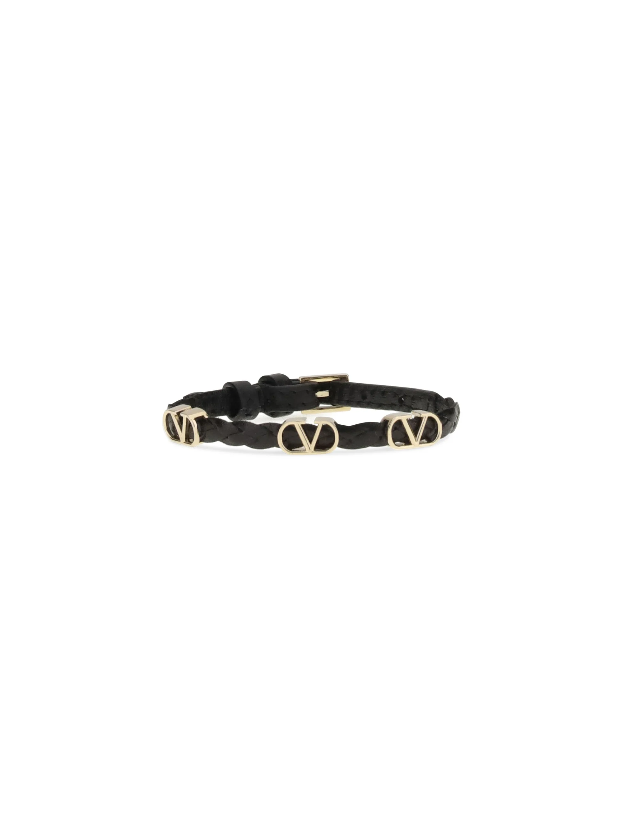 vlogo signature braided leather bracelet