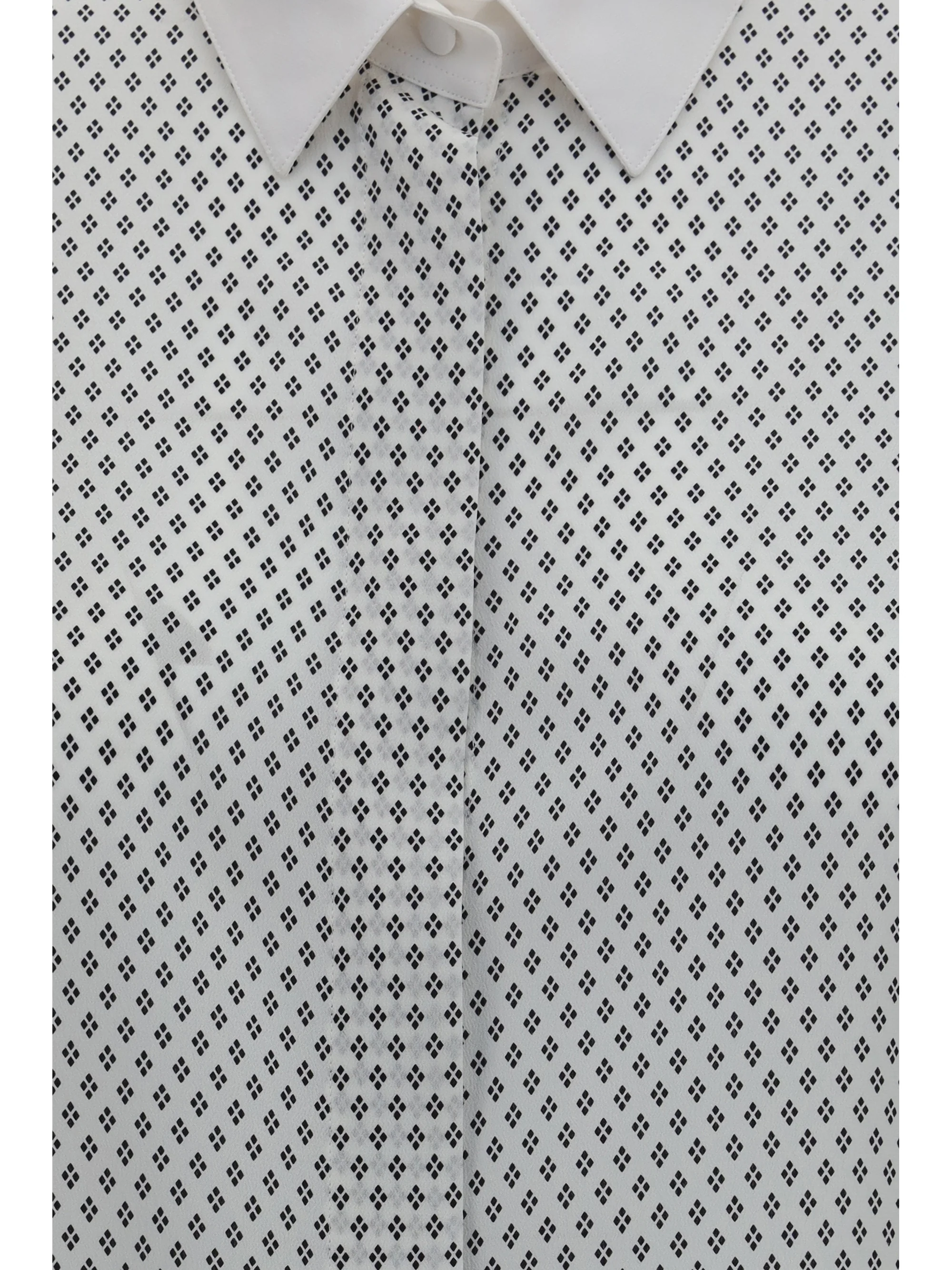 diamond print silk crêpe de chine shirt