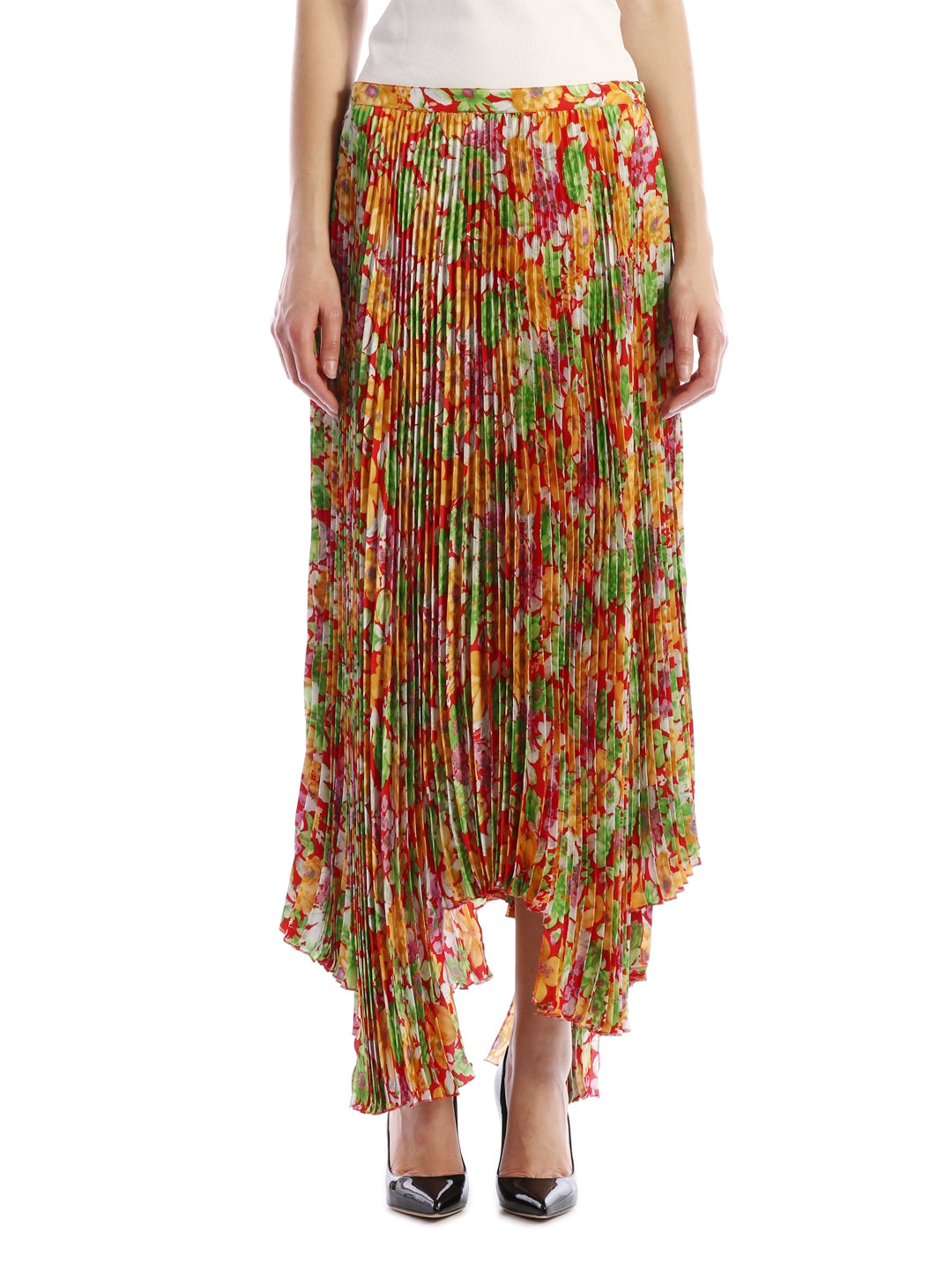 PLAN C 42 floral plissè skirt 