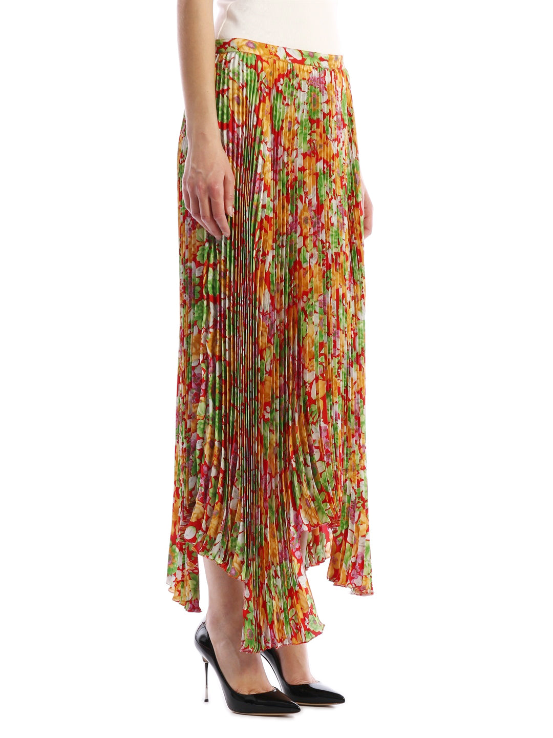 PLAN C 42 floral plissè skirt 