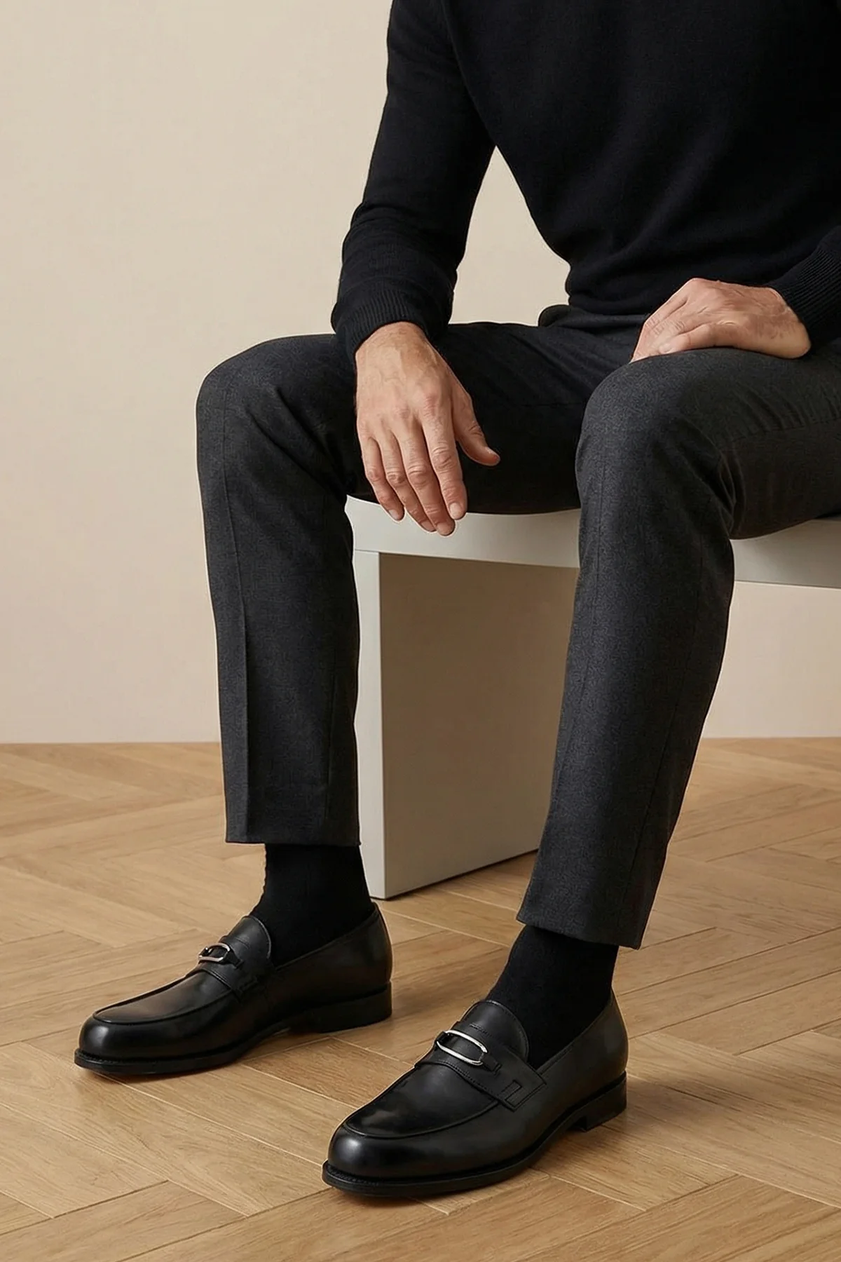 lopez ring smooth leather loafers