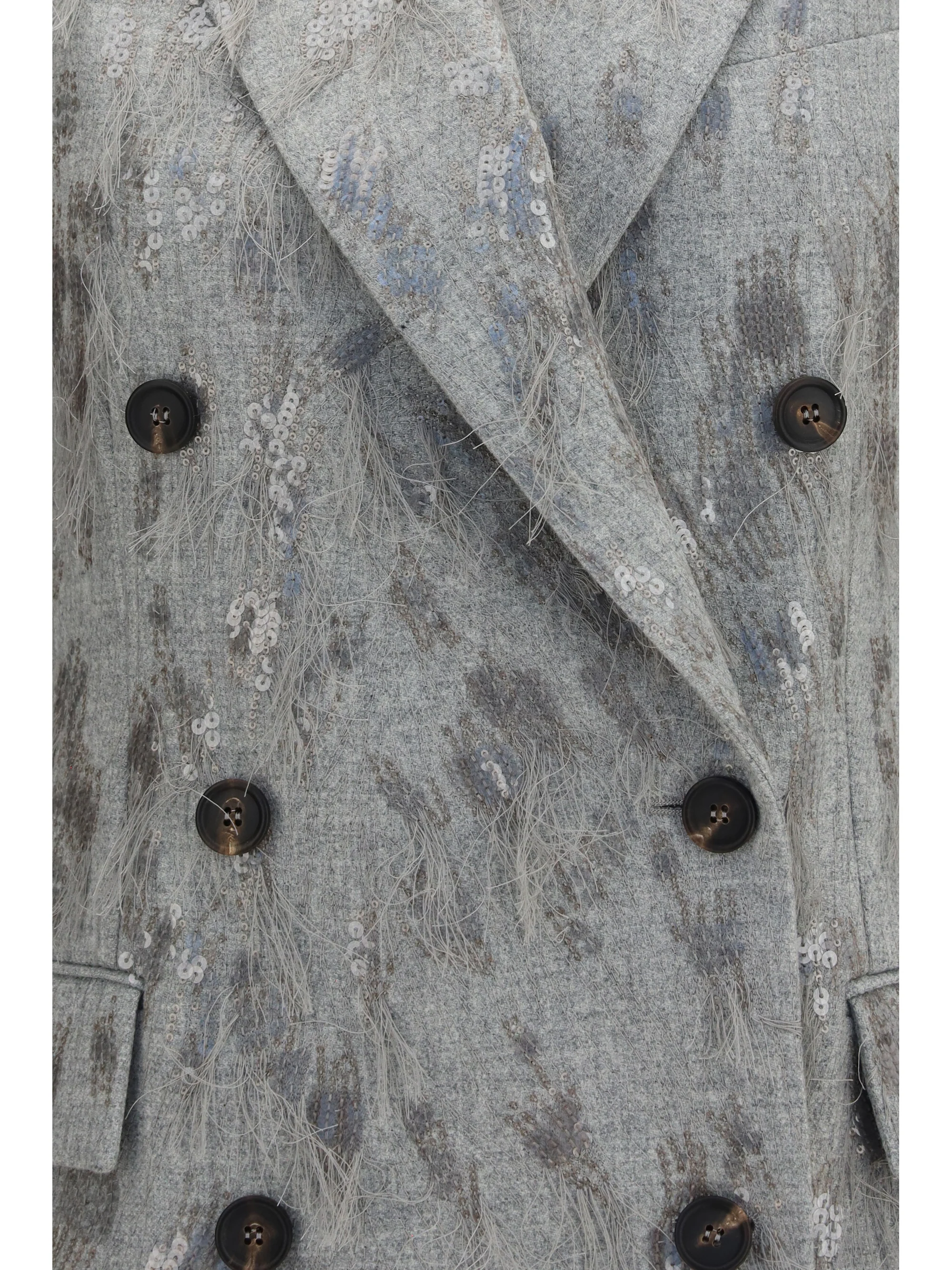 gilet in virgin wool and cashmere twill flannel with dazzling lynx embroidery
