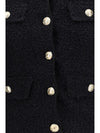 double-breasted tweed cropped jacket with logo buttons
