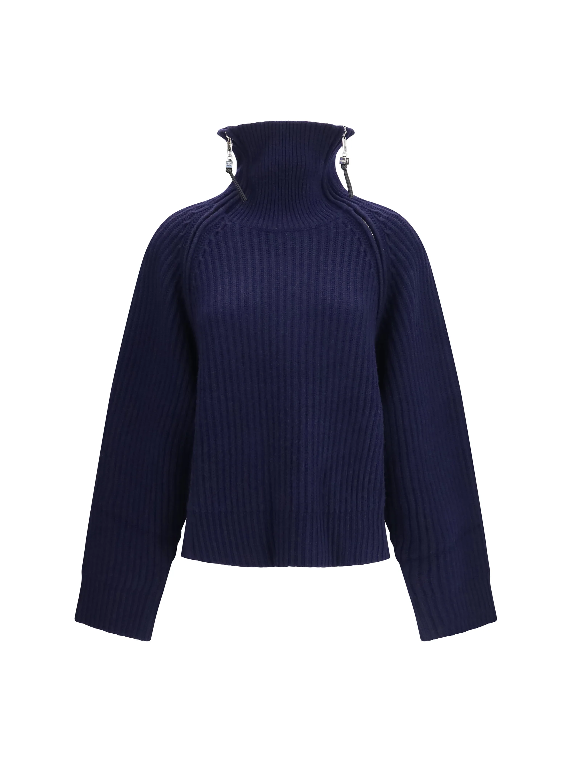 GANNI M wool zip-neck sweater