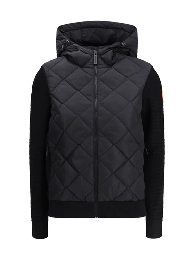hybridge® quilted knit hooded down jacket