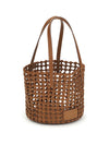woven leather bucket bag
