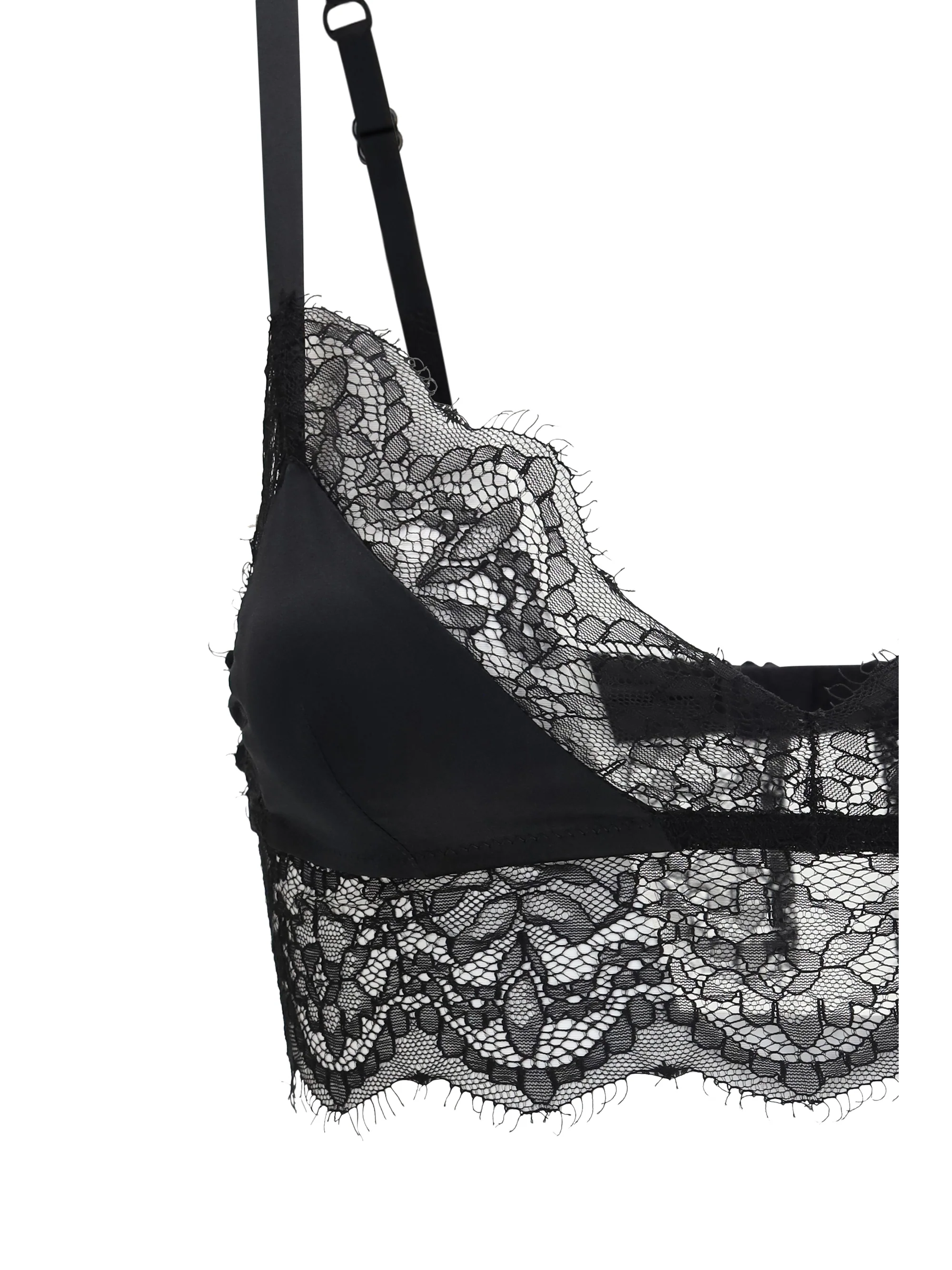 satin soft-cup bralette bra with lace
