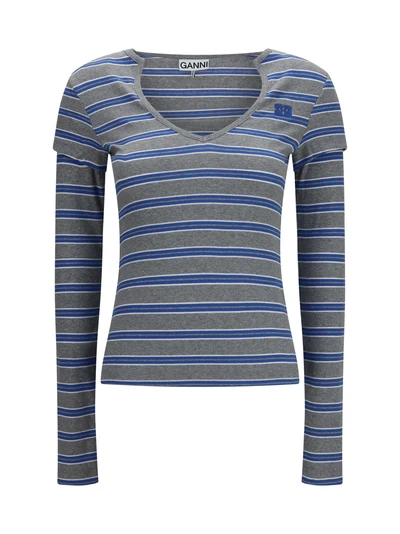 ribbed v-neck long-sleeve t-shirt