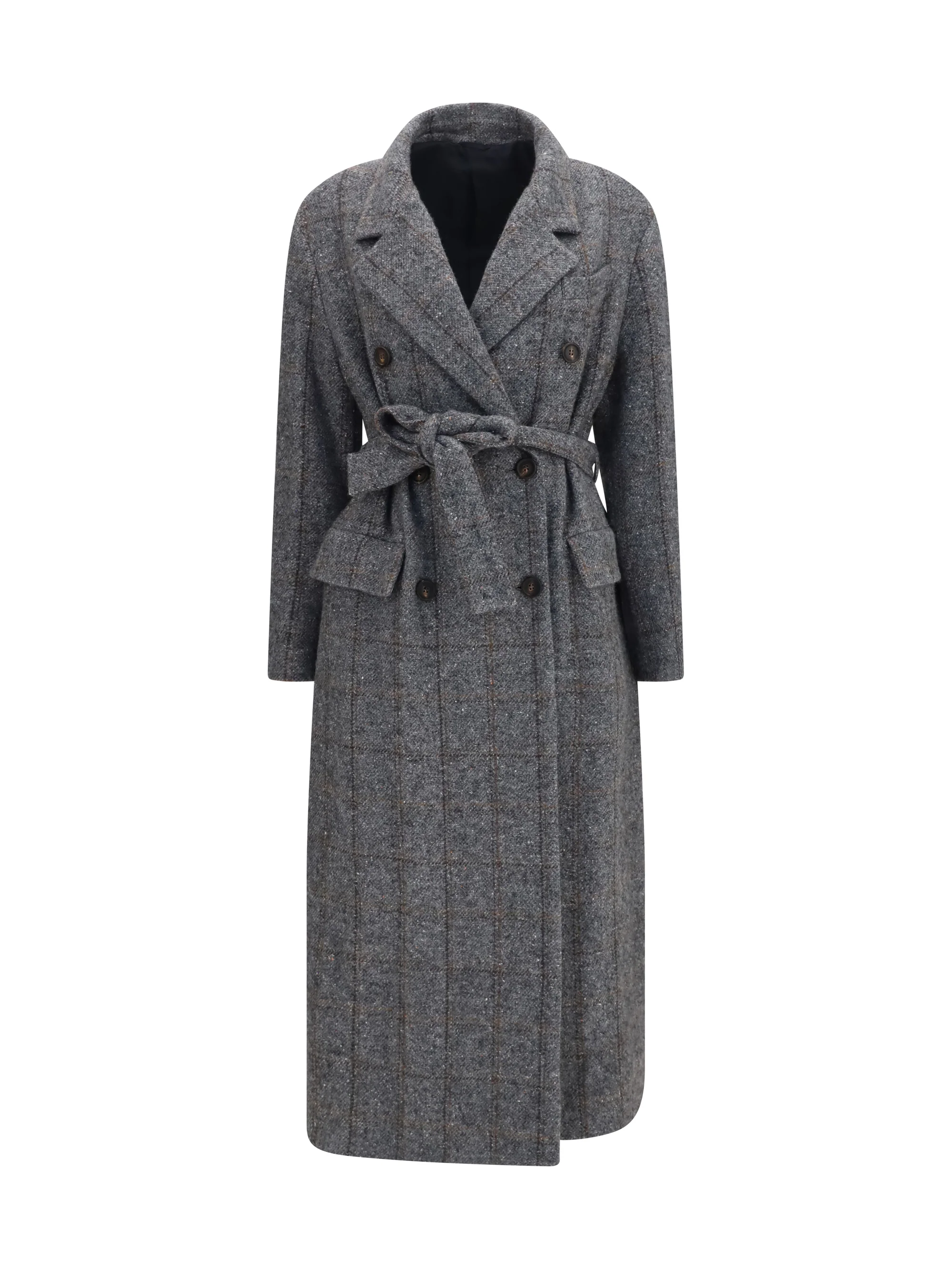 BRUNELLO CUCINELLI 40 long alpaca-blend coat with belt