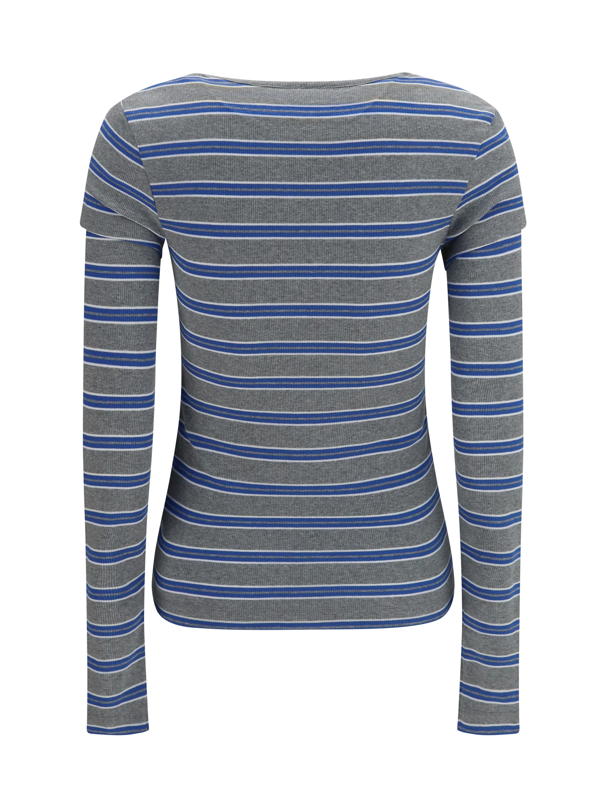 GANNI L ribbed v-neck long-sleeve t-shirt