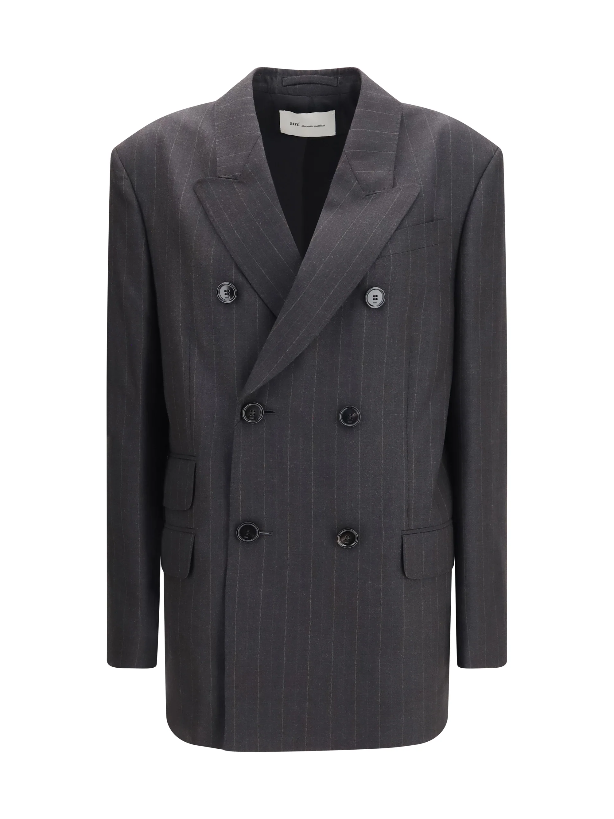 striped wool double breasted blazer