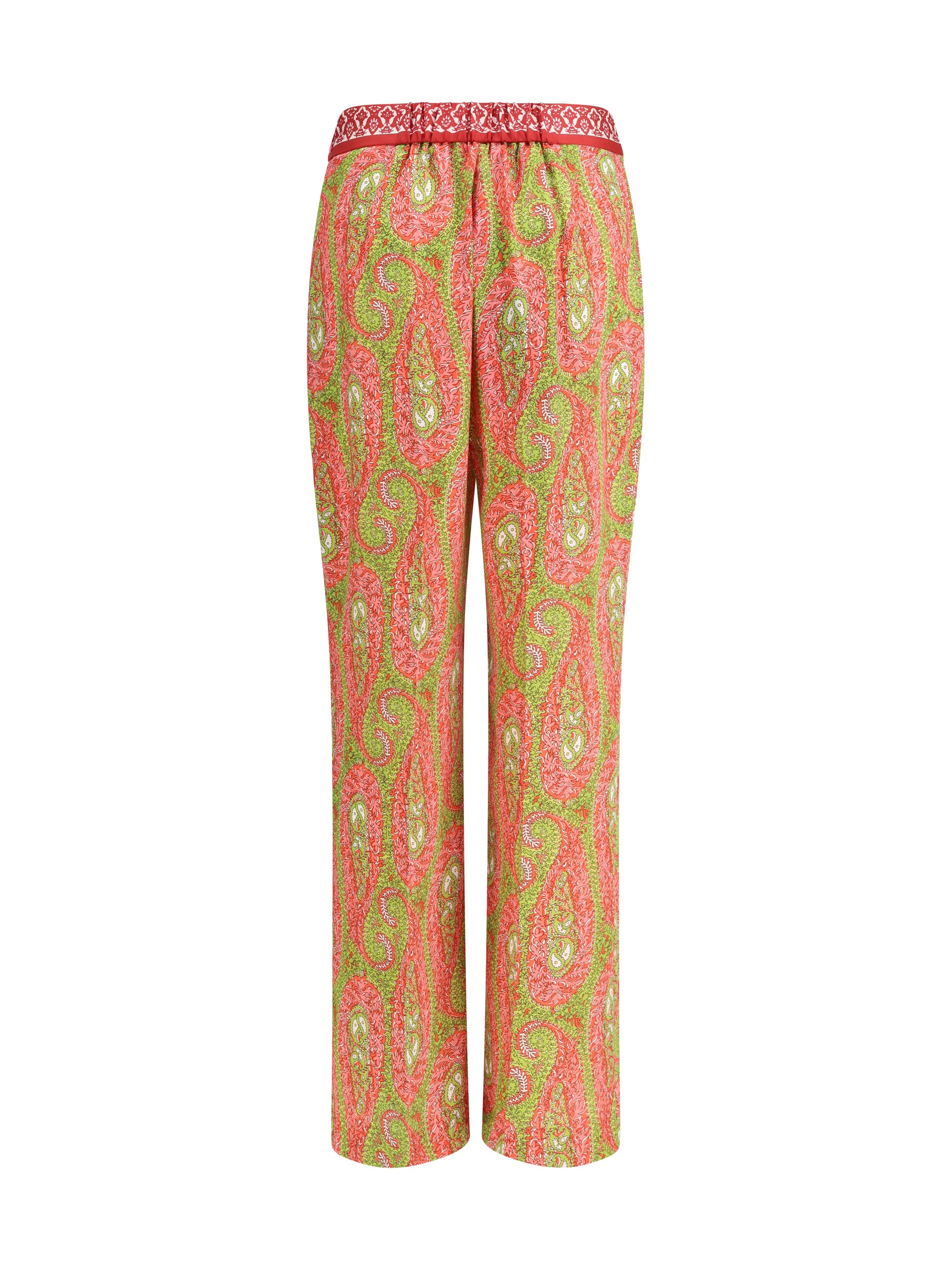 bootcut pants with placed paisley foliage print
