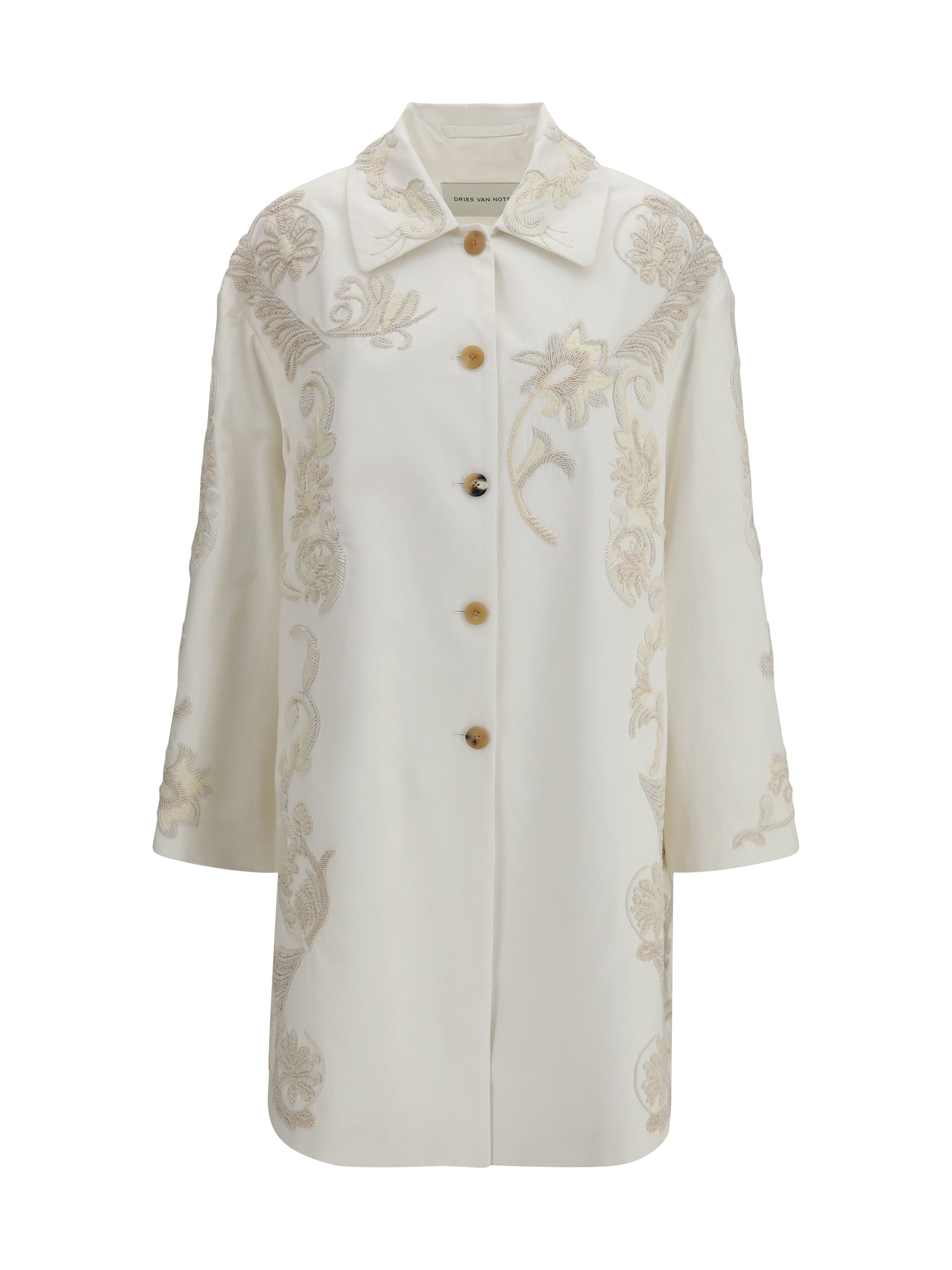DRIES VAN NOTEN M embroidered a-line coat 