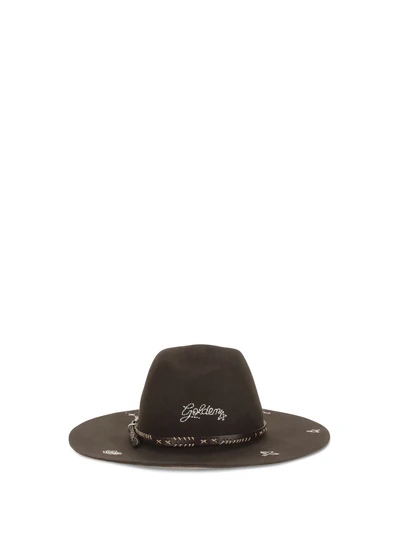 embroidered wool fedora