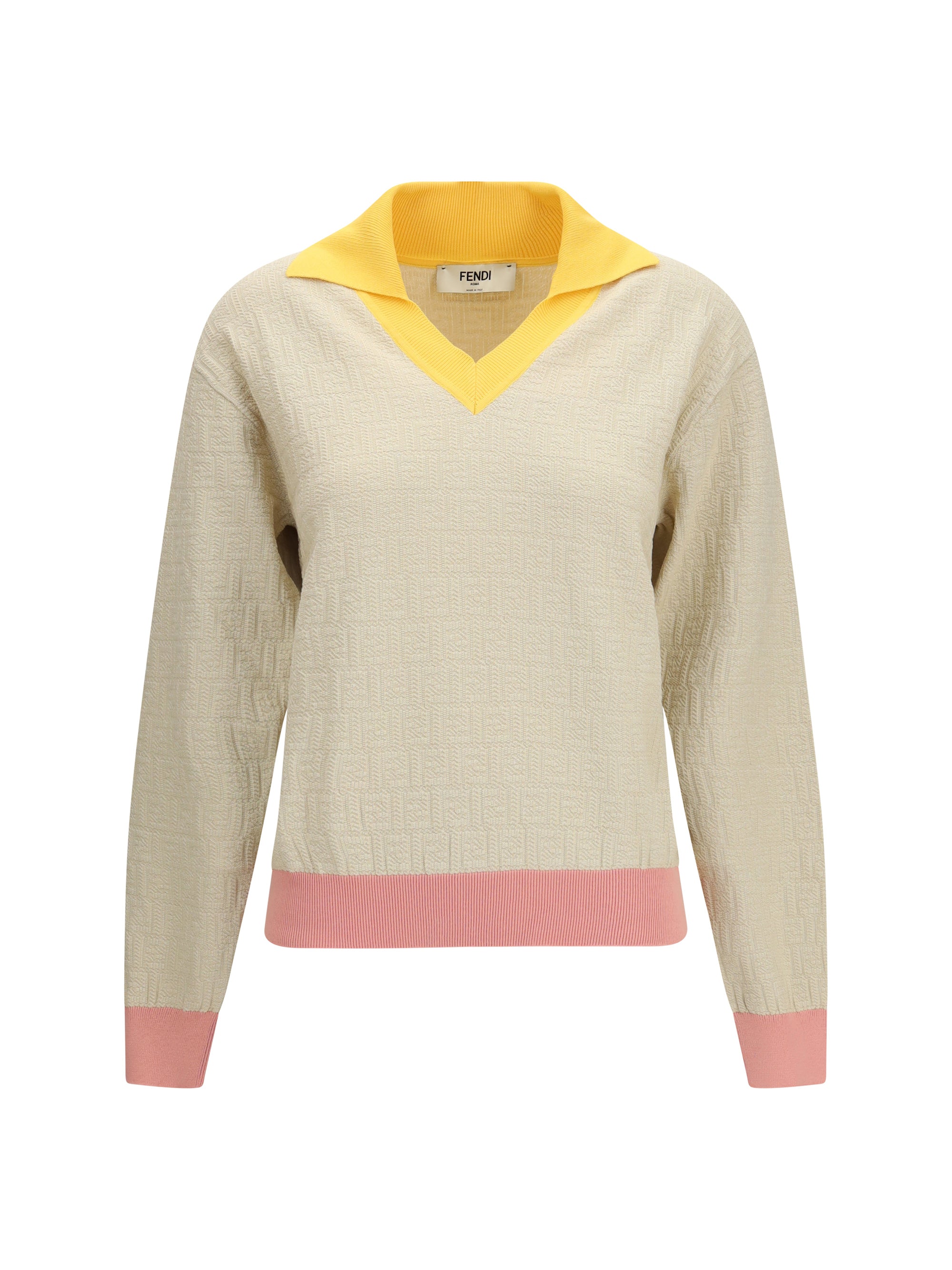 FENDI 38 cotton and silk sweater with ff logo