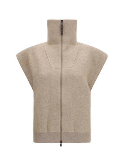 high-neck zip cardigan