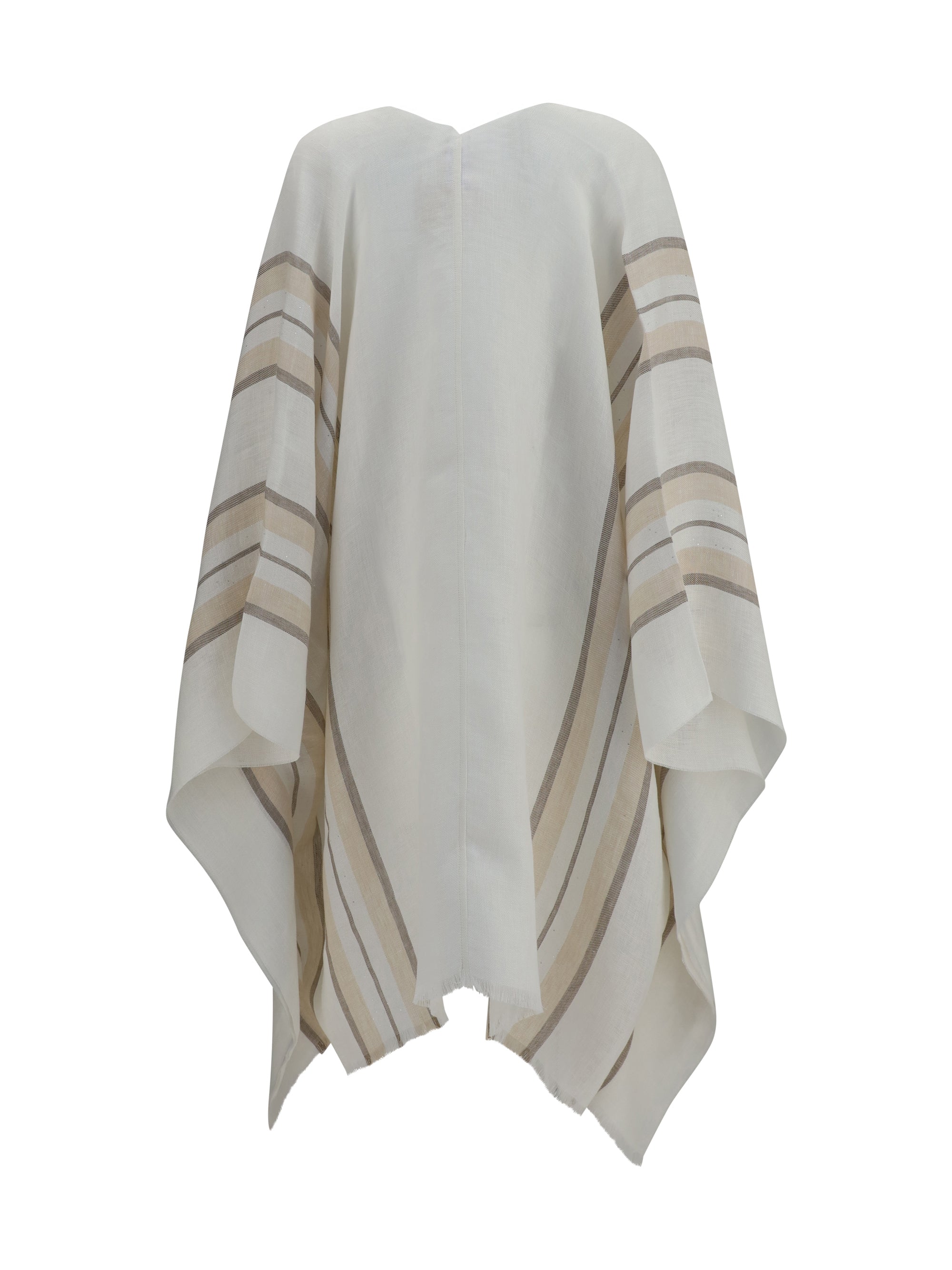 BRUNELLO CUCINELLI OS open poncho in linen, cashmere and silk blend