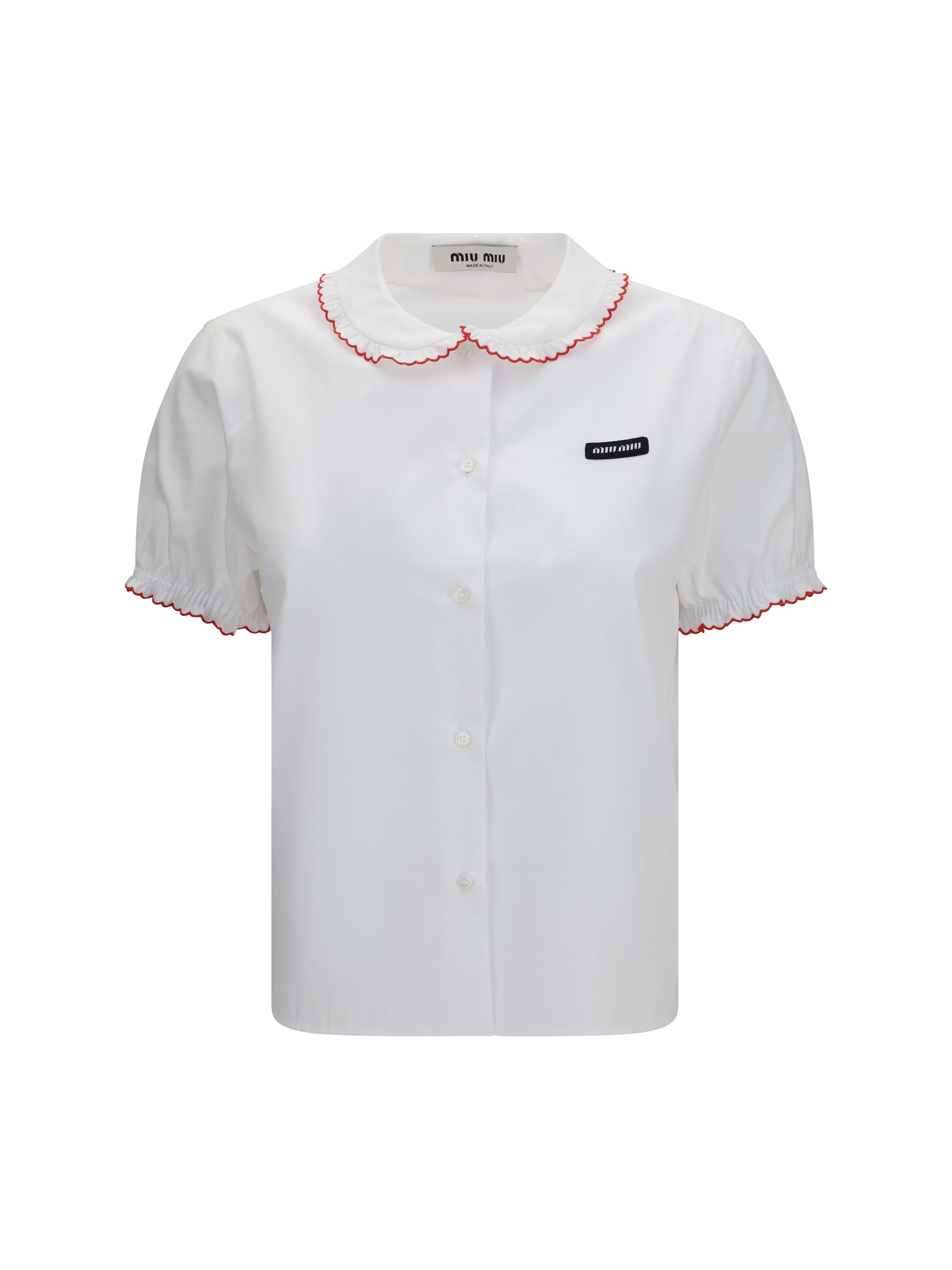 MIU MIU 40 embroidered poplin shirt 