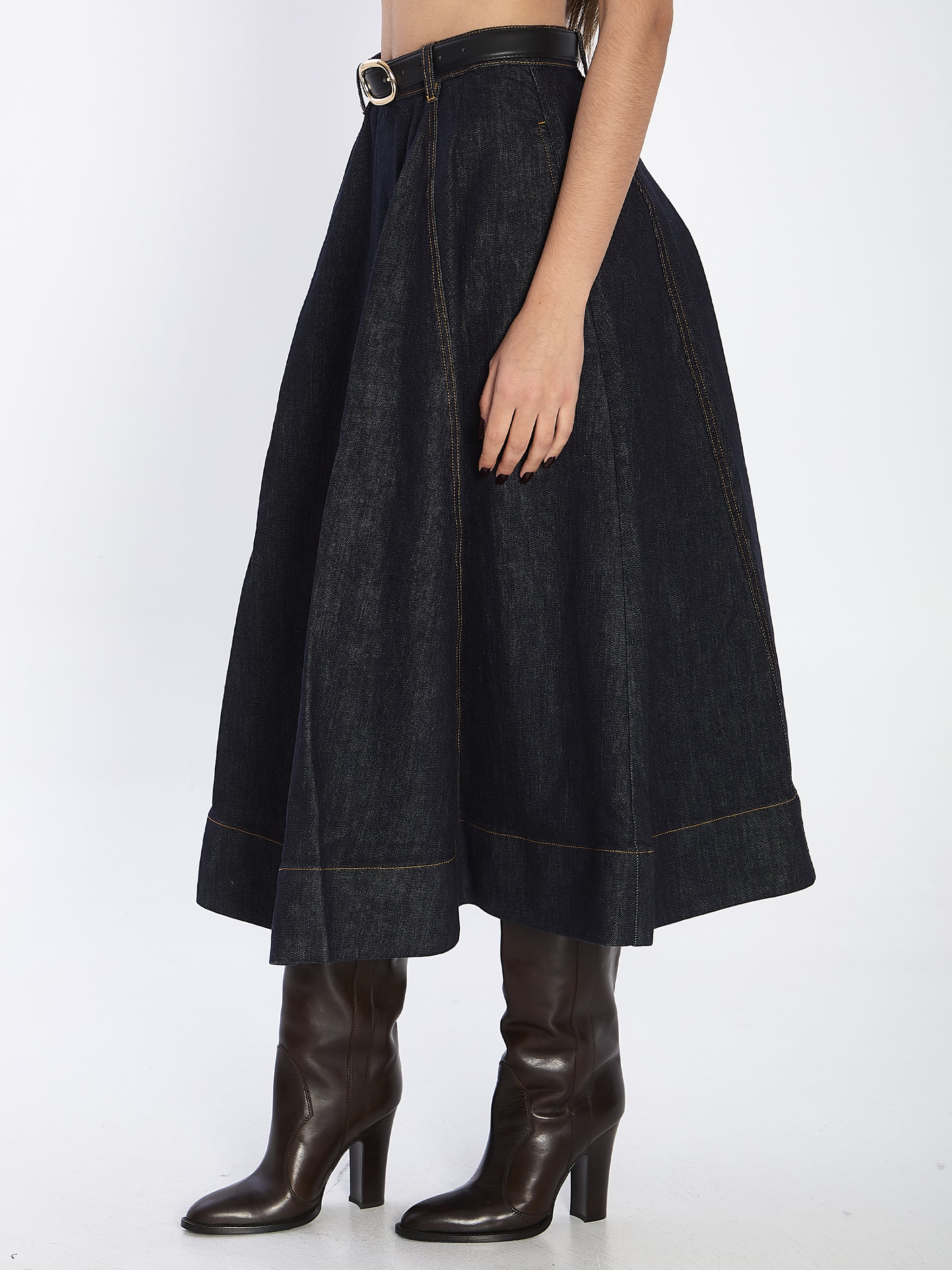 flared midi skirt