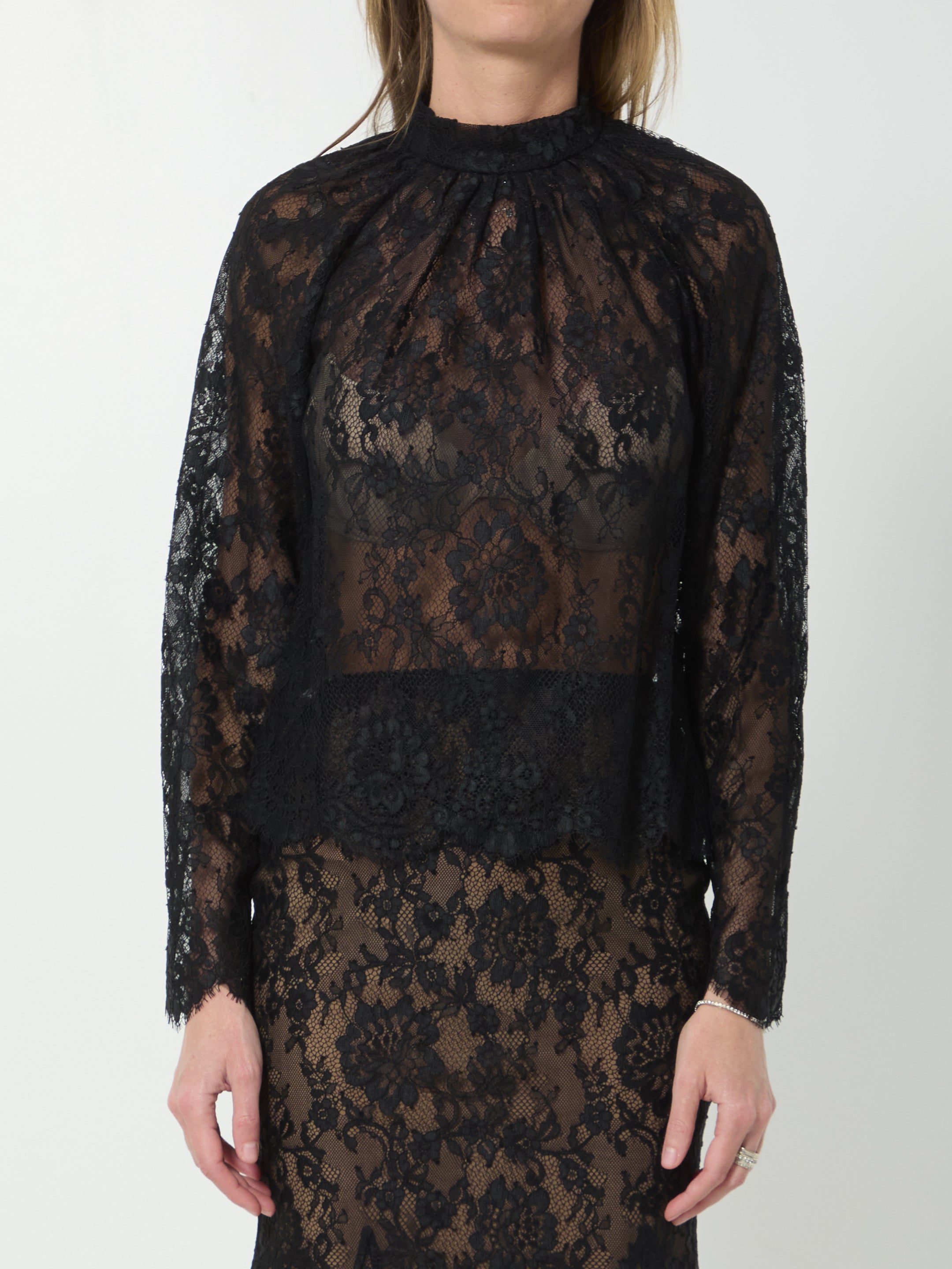 SELF PORTRAIT 10 black lace blouse 
