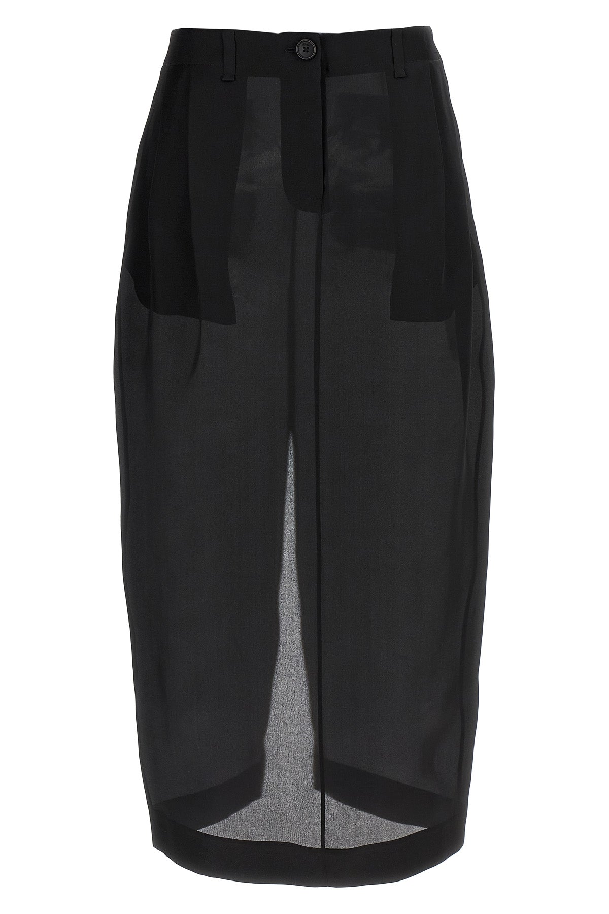 KHAITE 2 lucian midi skirt in semi-transparent pure silk organza