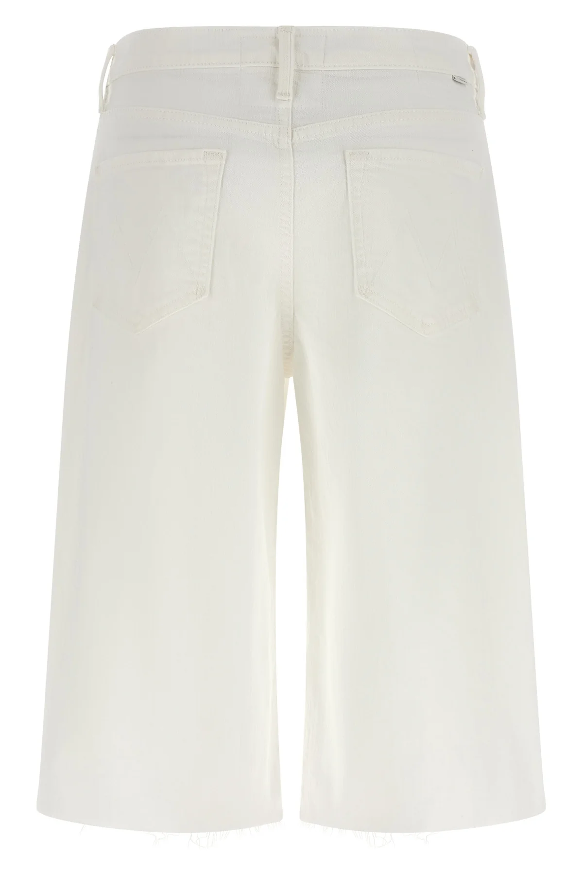 MOTHER 25 the whole lot zip twist fray denim bermuda shorts in semi-rigid totally innoc