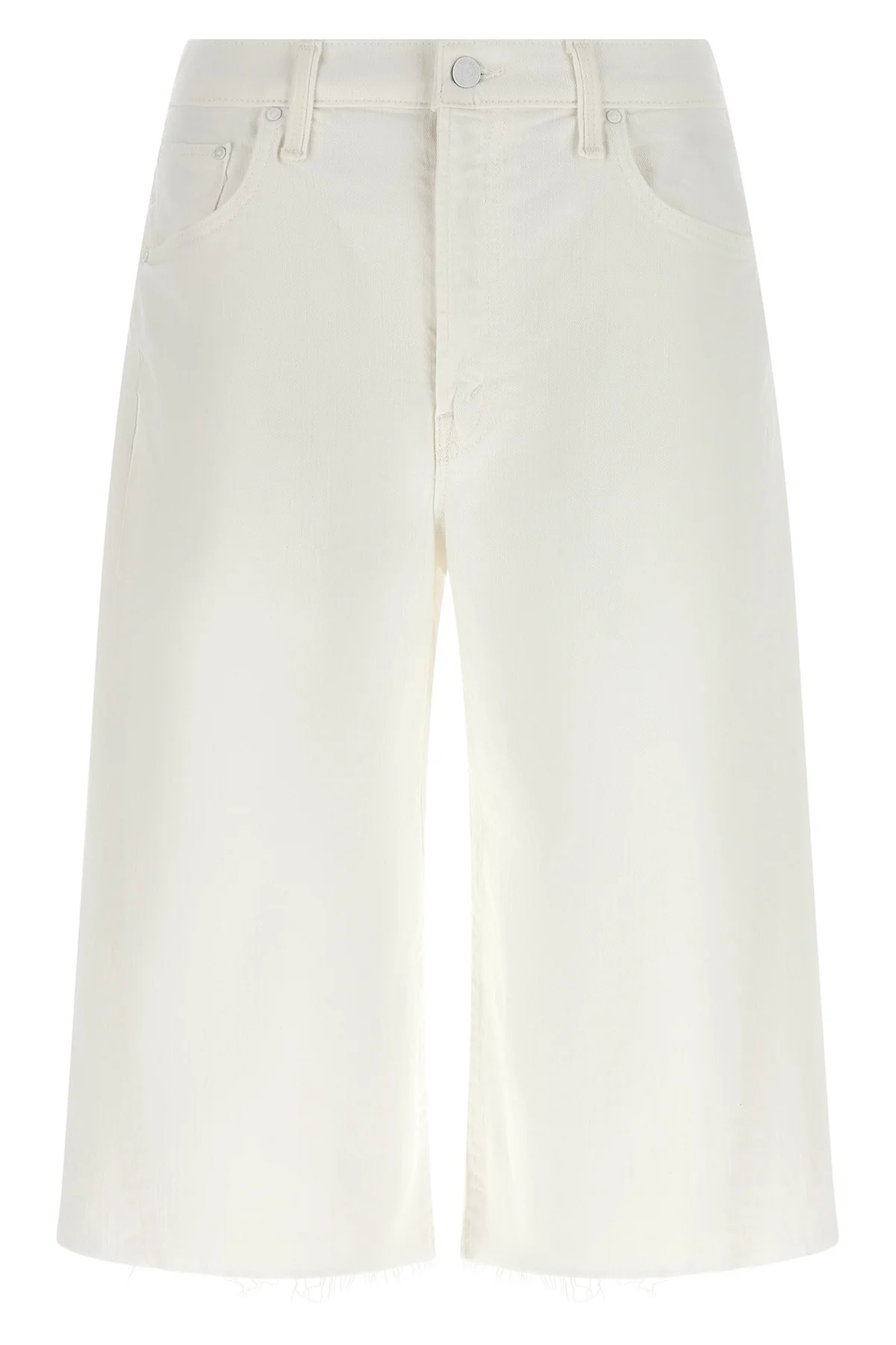 the whole lot zip twist fray denim bermuda shorts in semi-rigid totally innoc