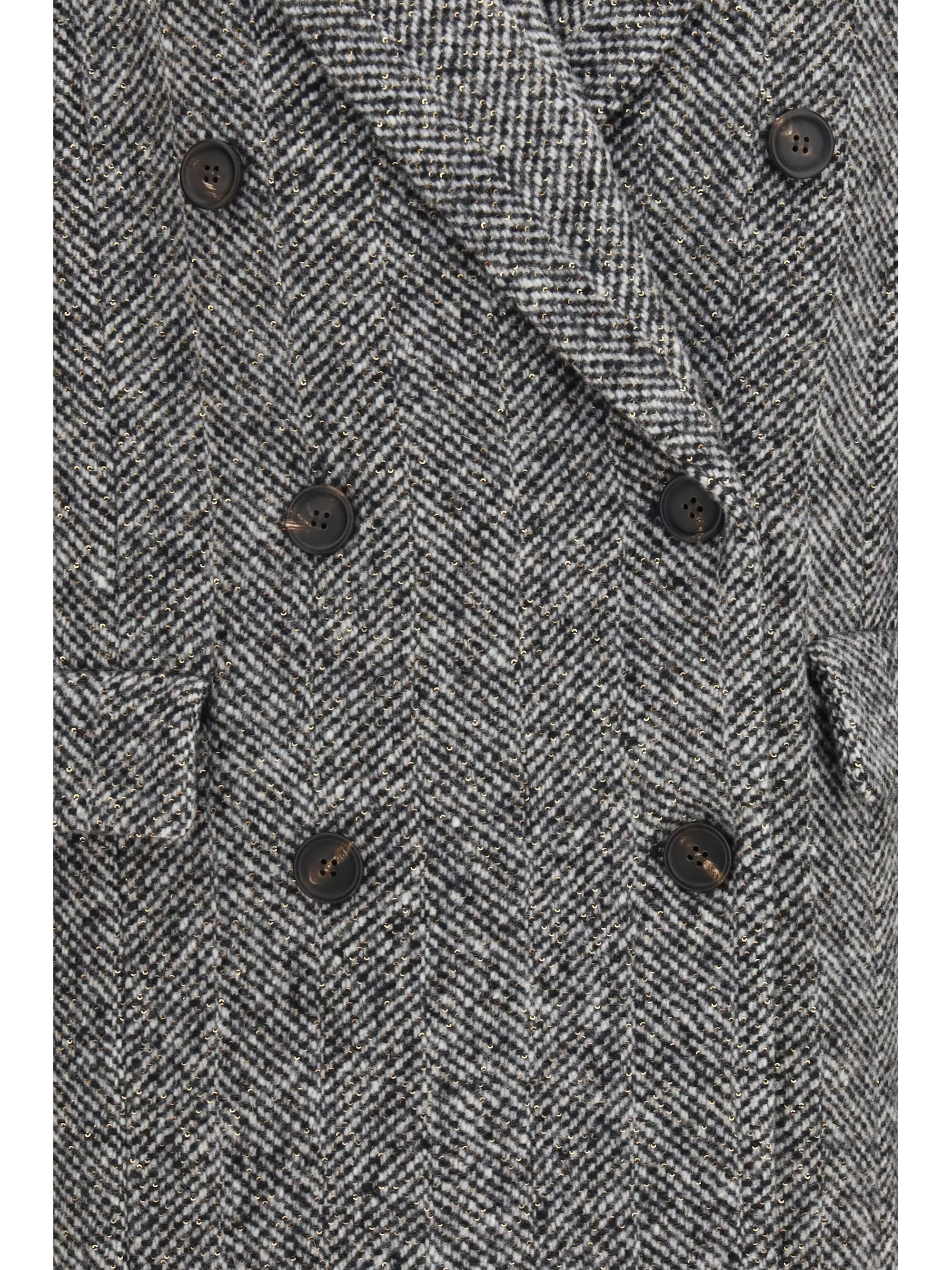 double-breasted wool and alpaca blend coat with sequins