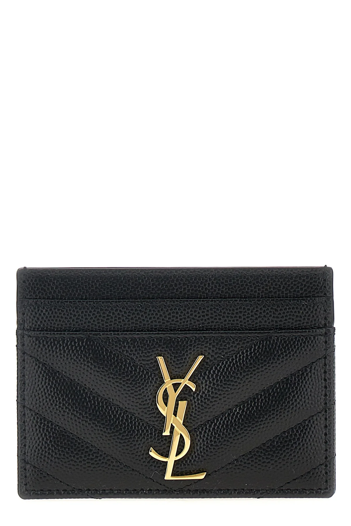 SAINT LAURENT OS saint laurent grainy matelassé leather card holder