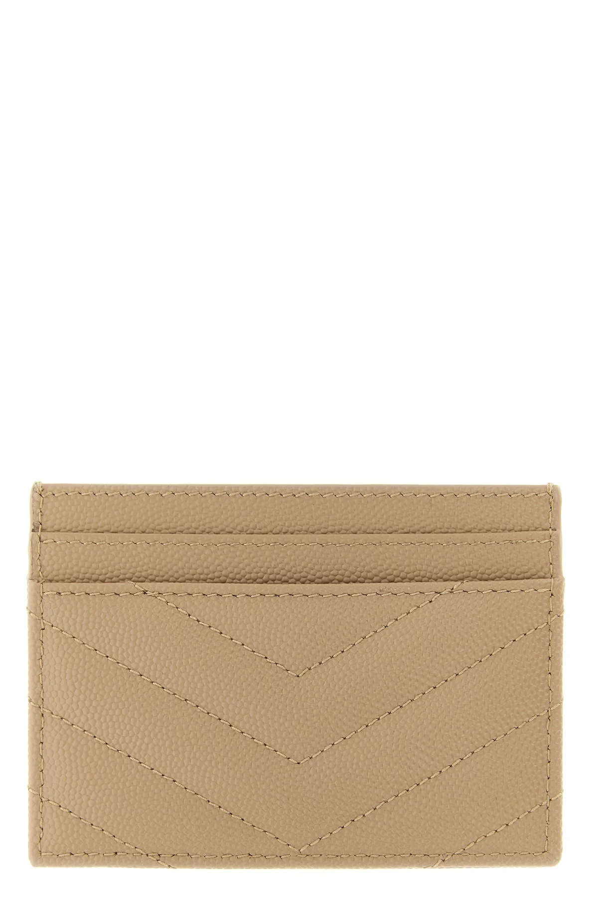 SAINT LAURENT OS quilted metal-free tanned matelassé leather card holder
