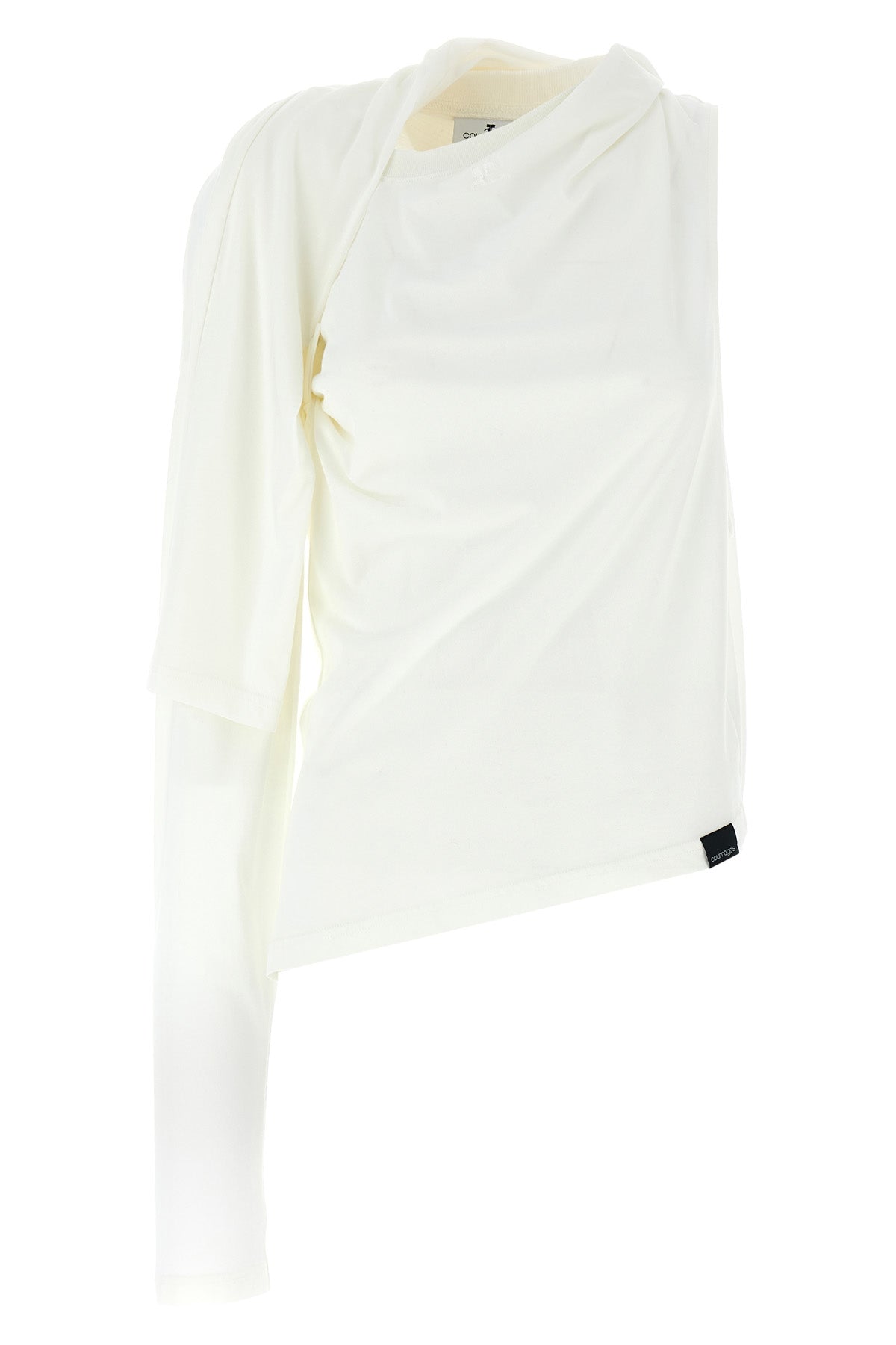 COURRÈGES L asymetrique off the shoulder cotton t-shirt