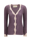 lurex knit cardigan with lace