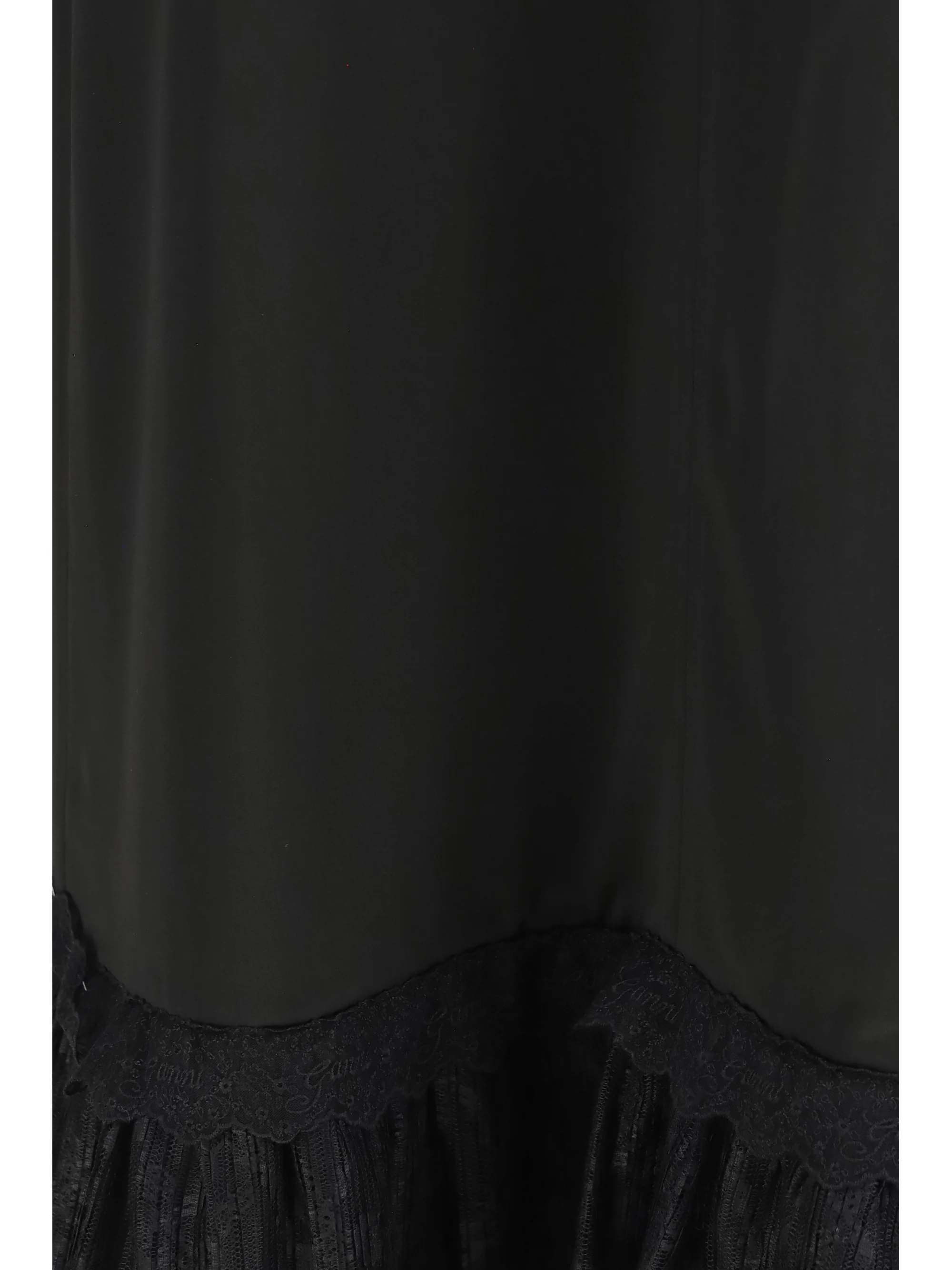 lace-trimmed satin long dress