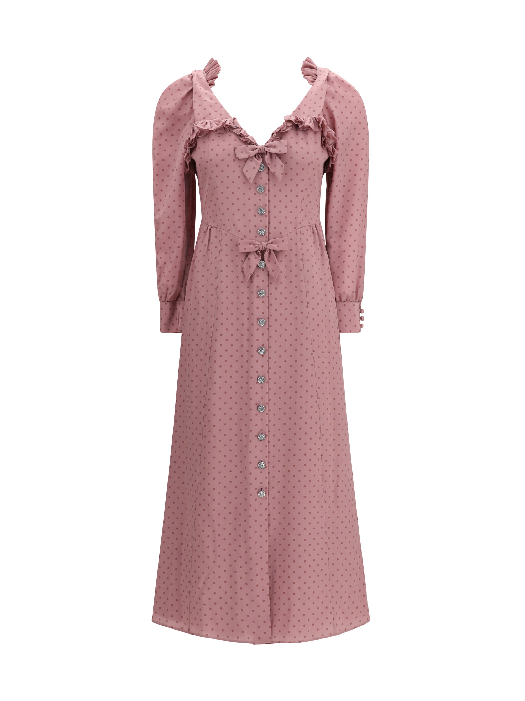 ALESSANDRA RICH 42 polka dot midi dress with ruffles