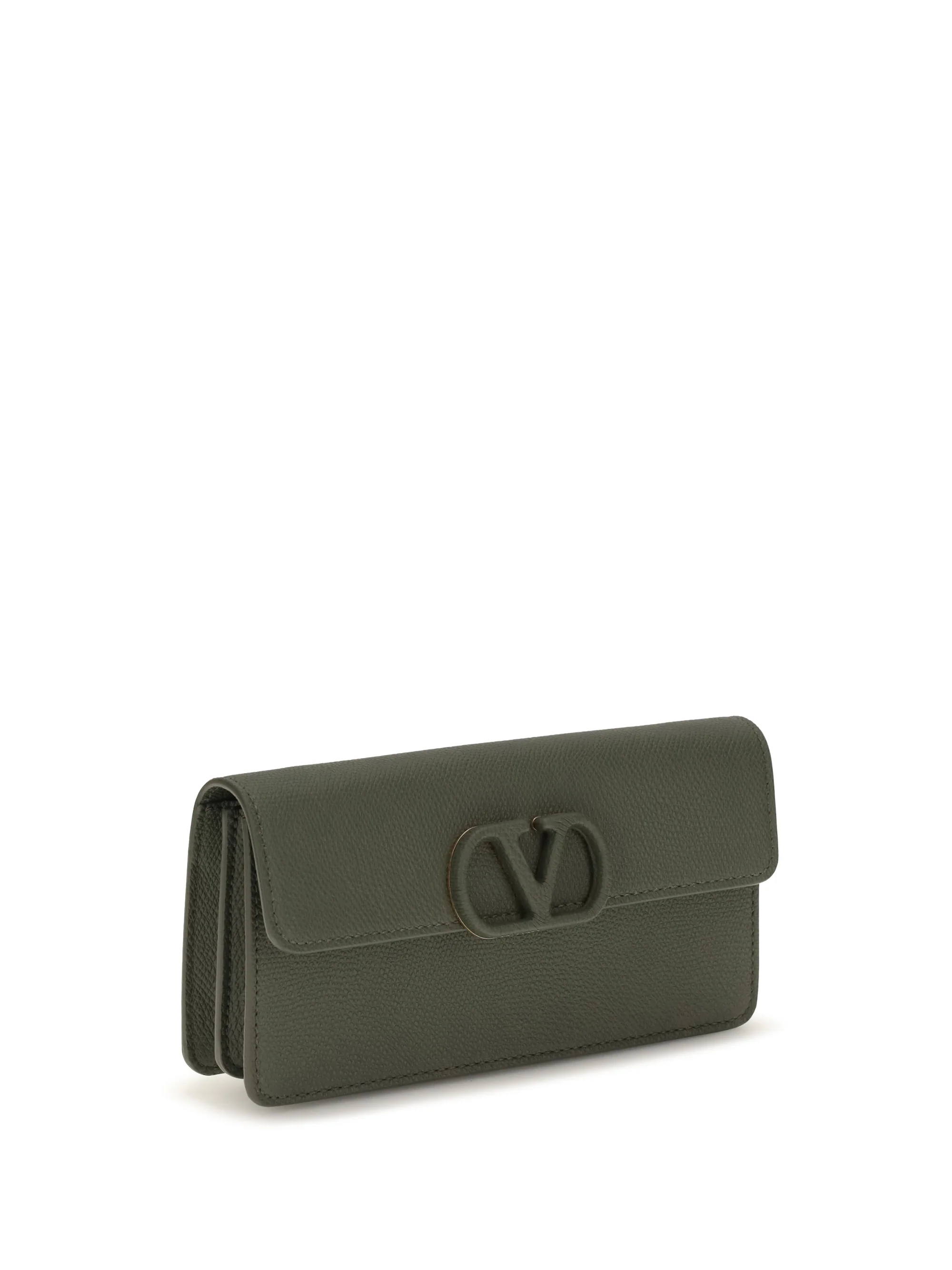 VALENTINO GARAVANI OS vlogo signature grainy calfskin chain wallet