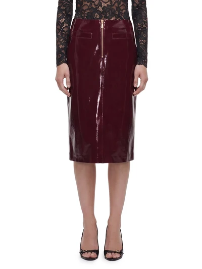 purple faux leather skirt