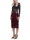 purple faux leather skirt