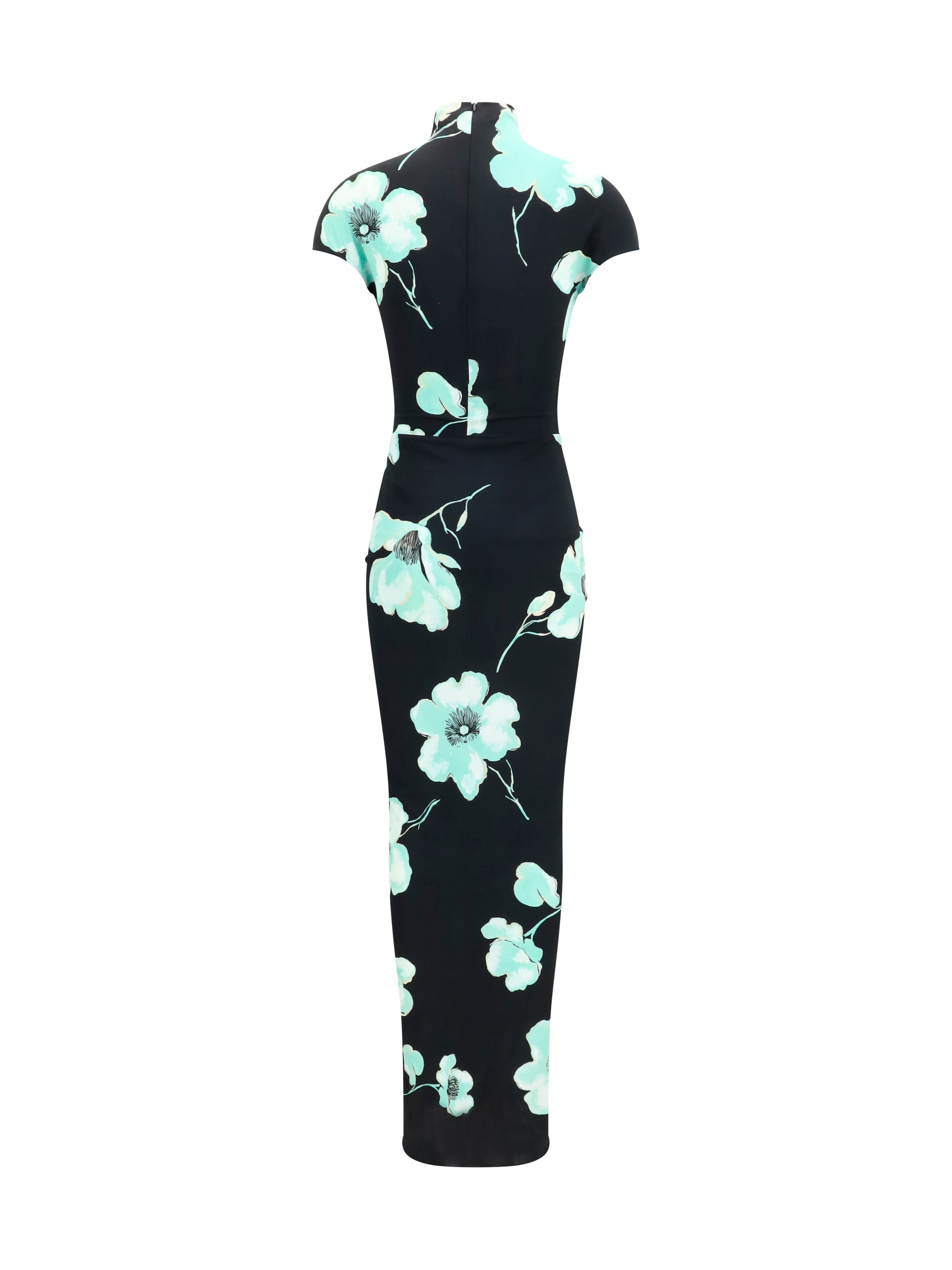 ALAIA 36 draped floral print dress