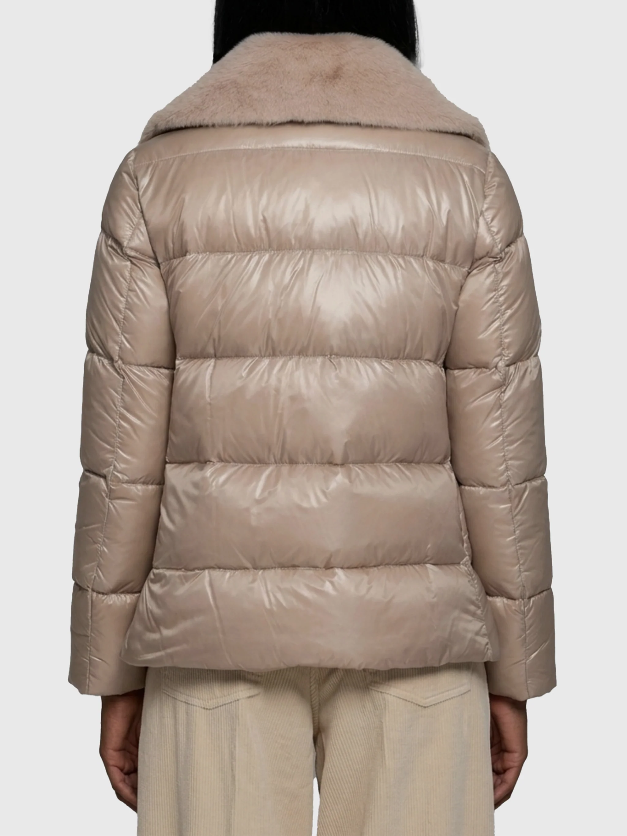 ultralight nylon and fur collar jacket